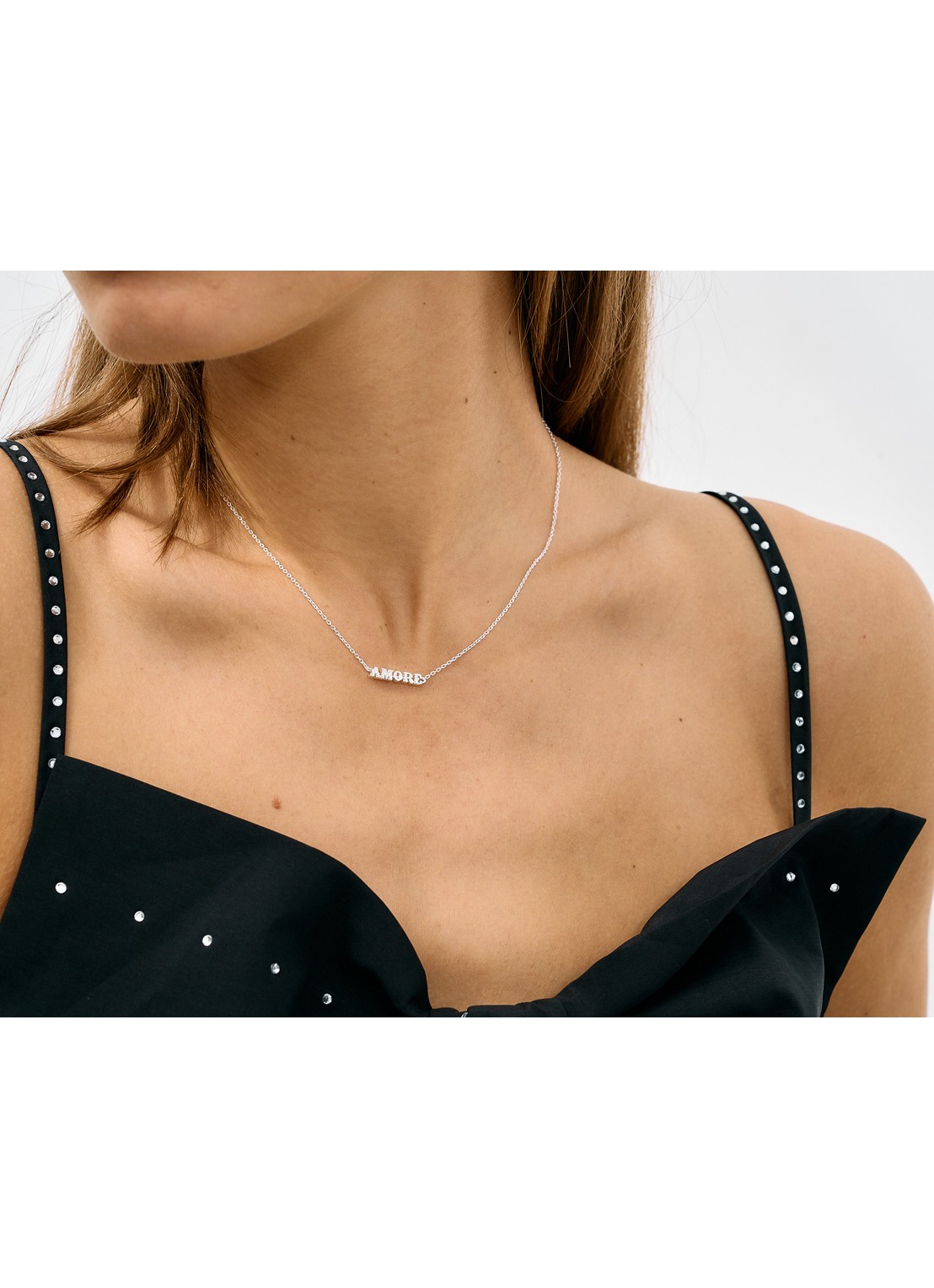 Anna + Nina Amore ketting met hanger  - achterkant 3 zilver