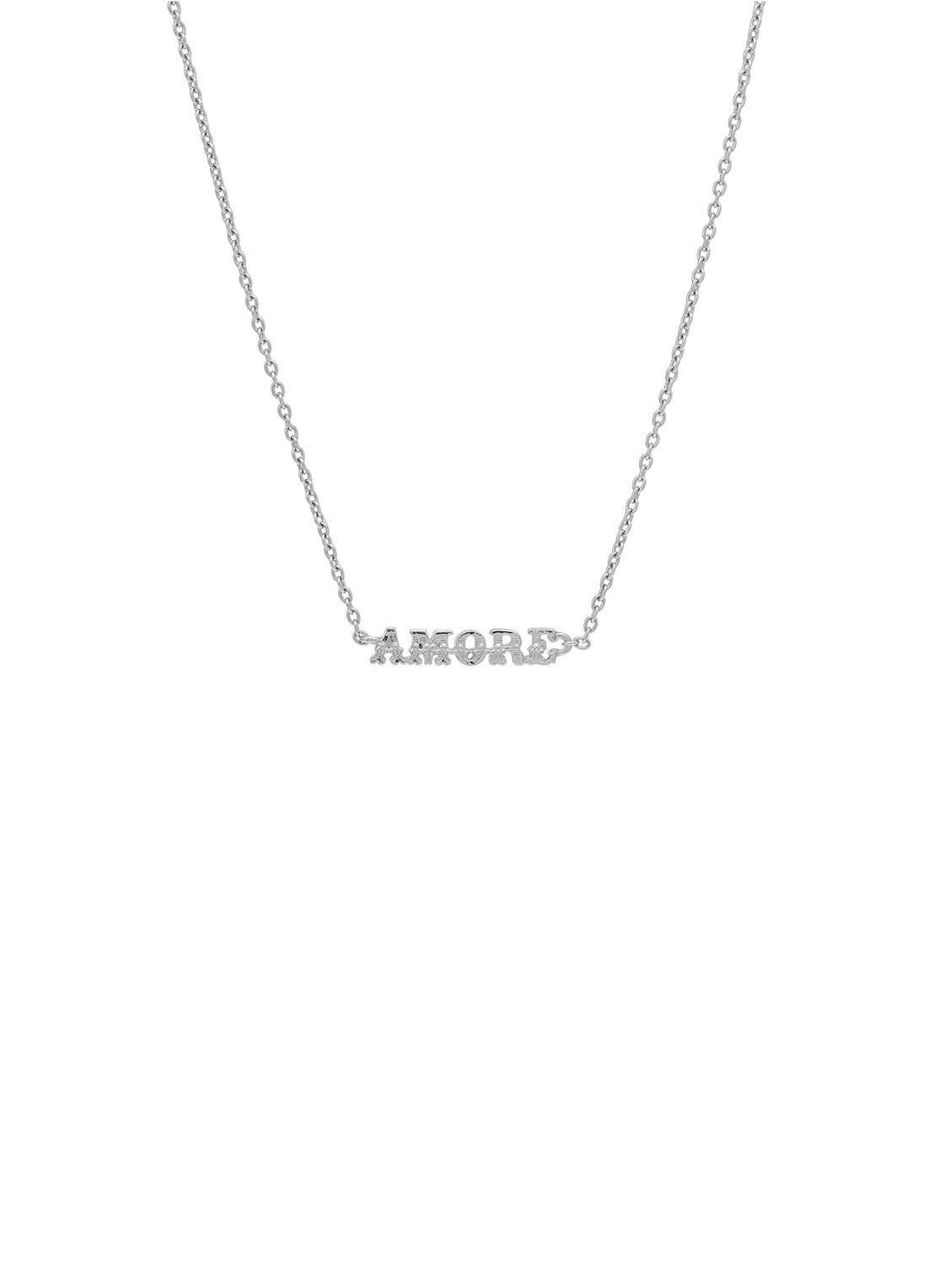 Anna + Nina Amore ketting met hanger  - voorkant zilver
