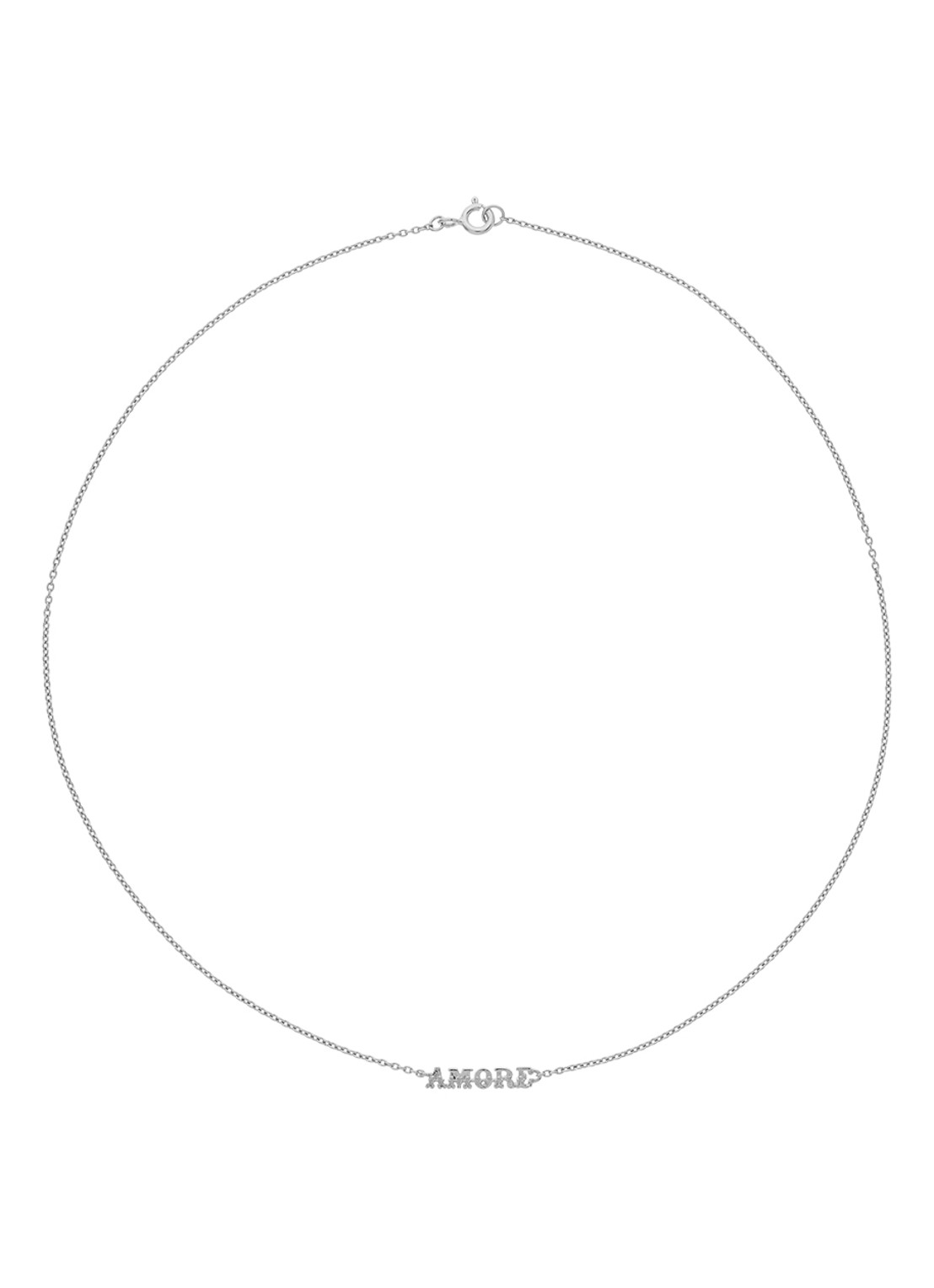 Anna + Nina Amore ketting met hanger  - voorkant 2 zilver