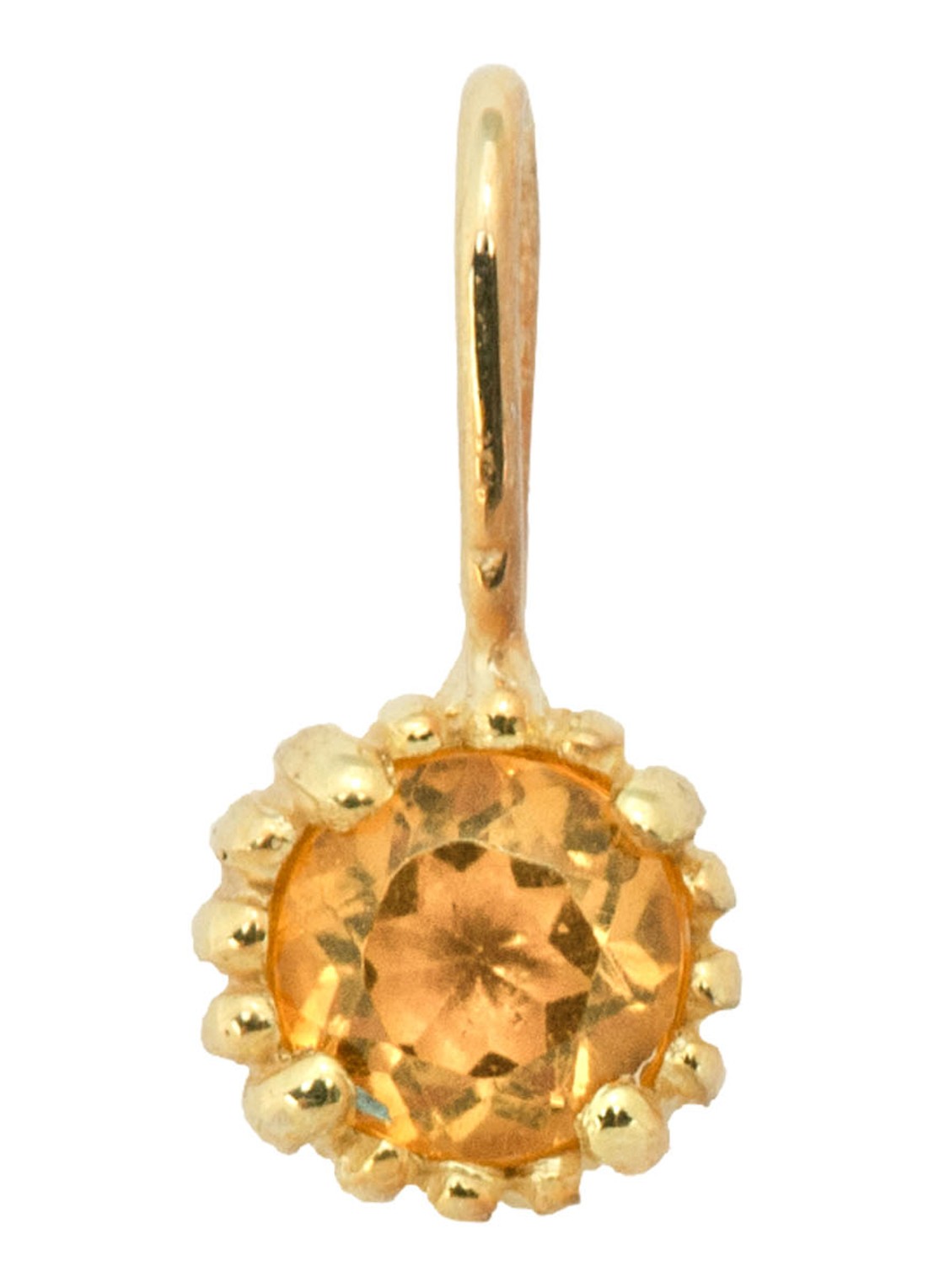 Anna + Nina Birthstone hanger november van 14 karaat goud met citrien - voorkant geelgoud