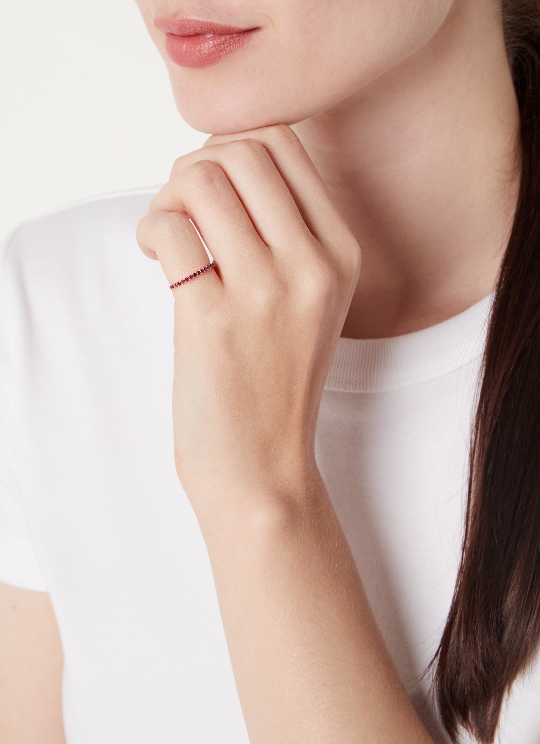 Anna + Nina Birthstone ring juli van 14 karaat geelgoud - voorkant 2 geelgoud