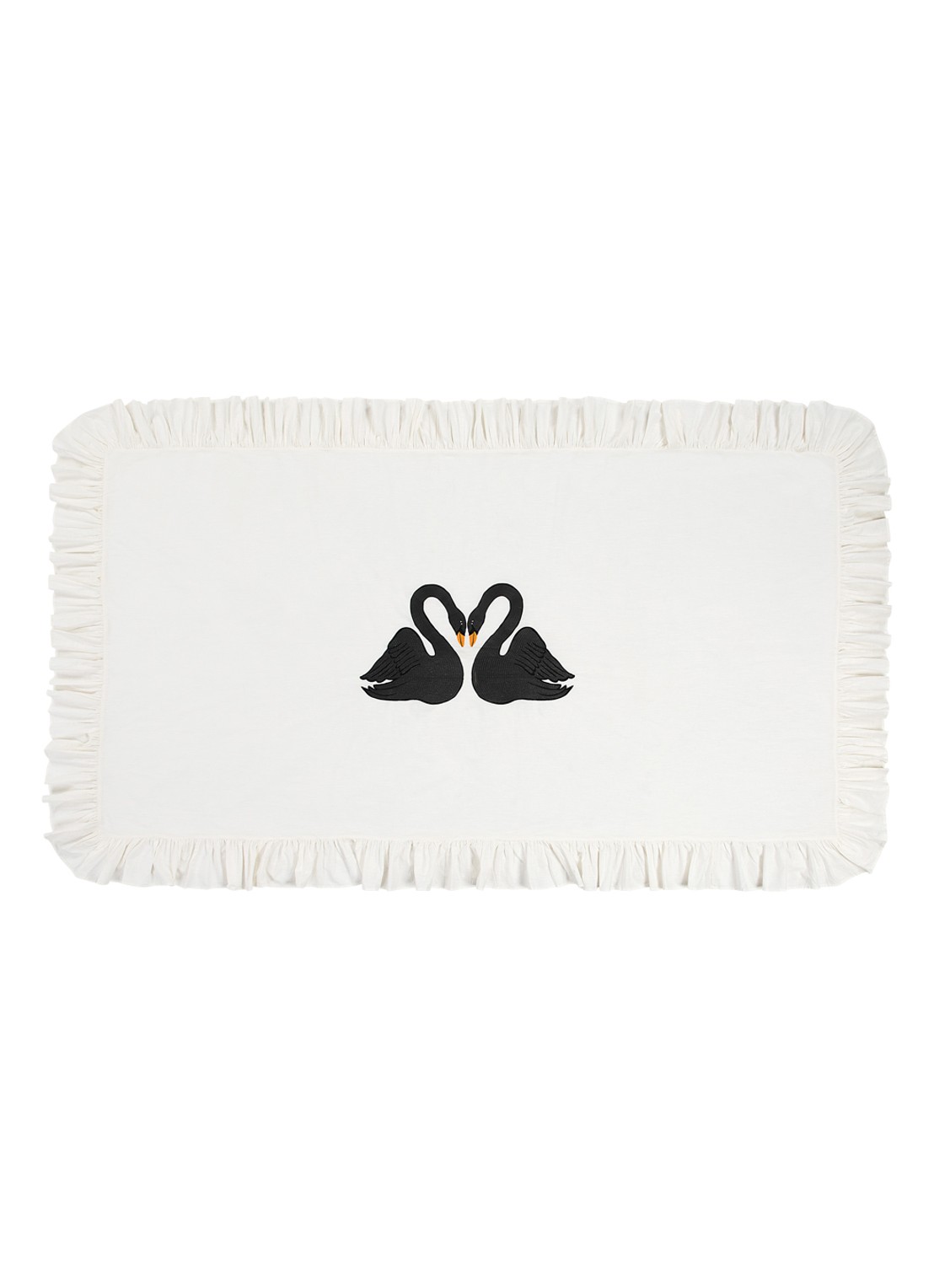 Anna + Nina Black Swan tafelkleed 255 x 155 cm - voorkant gebroken wit