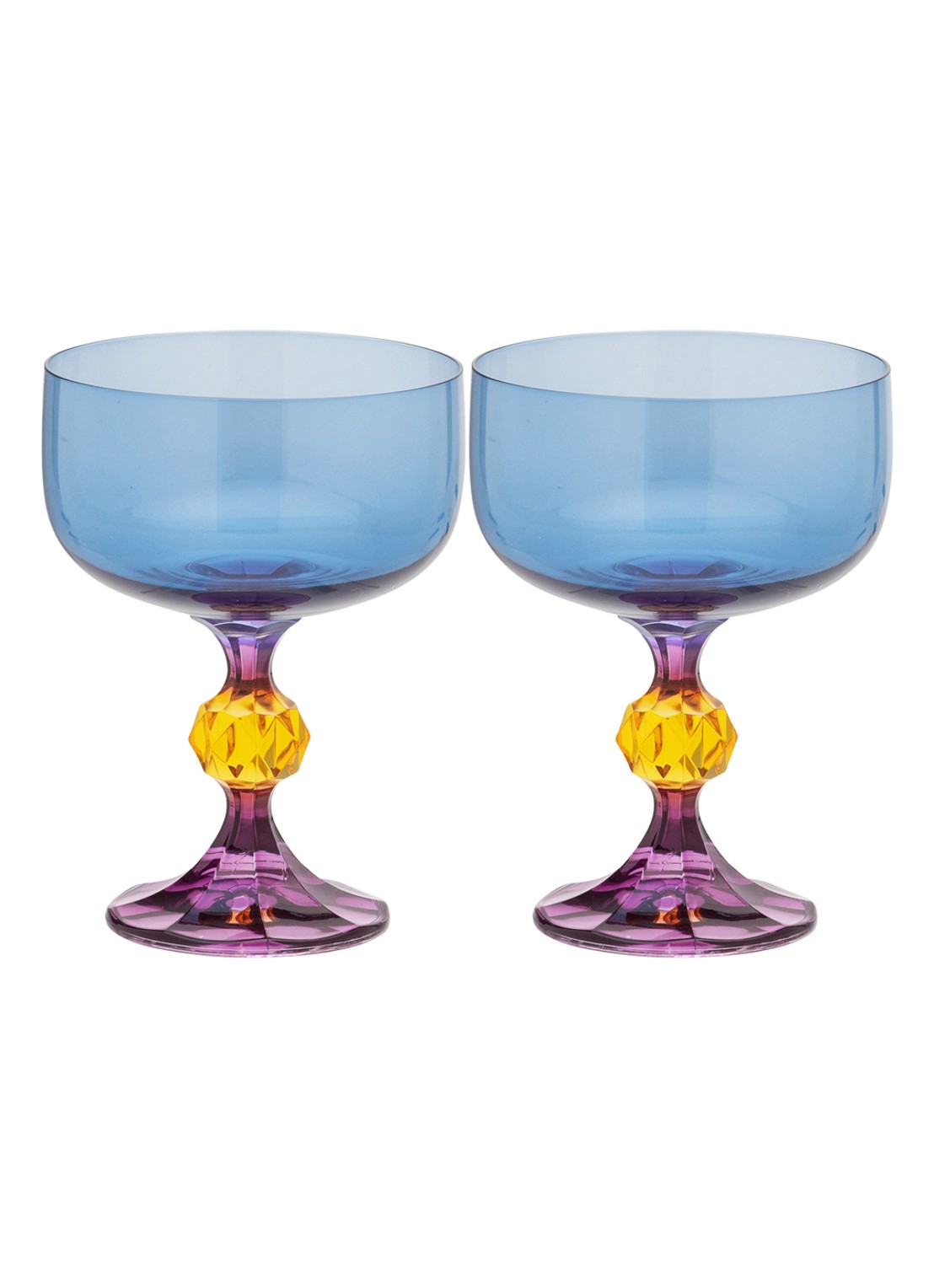 Anna + Nina Bliss cocktailglas set van 2 - detail multicolor