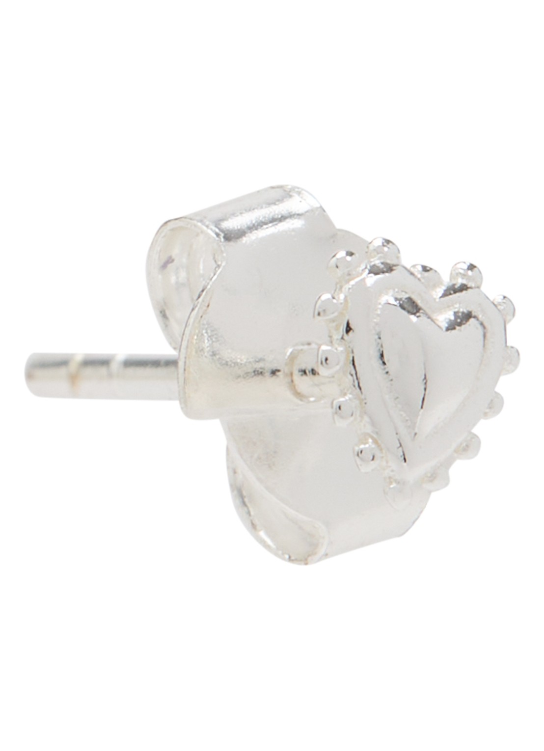 Anna + Nina Bravery Heart oorknopje - voorkant zilver