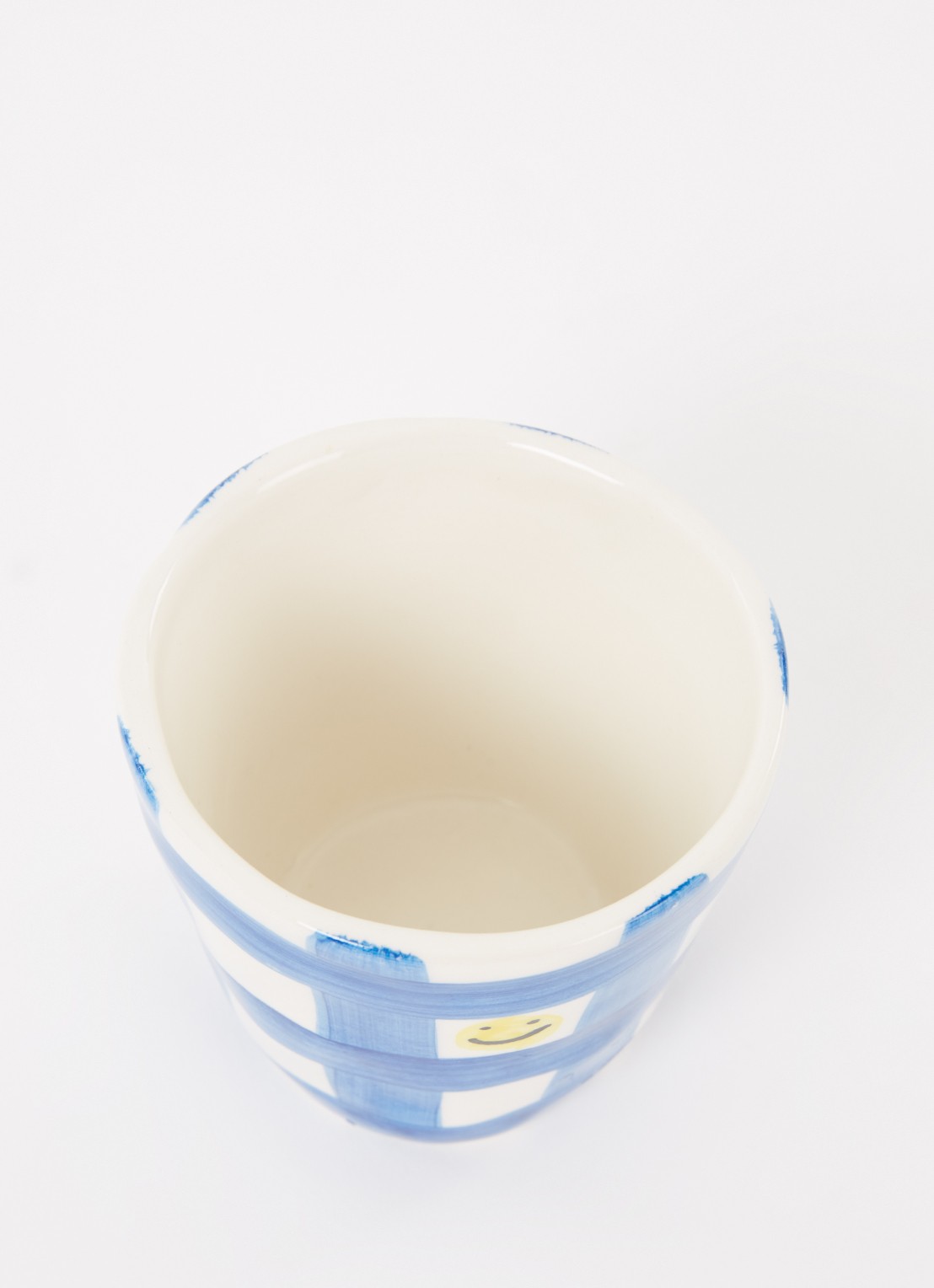 Anna + Nina Checkered Smiley espressokopje 10 cl - detail blauw