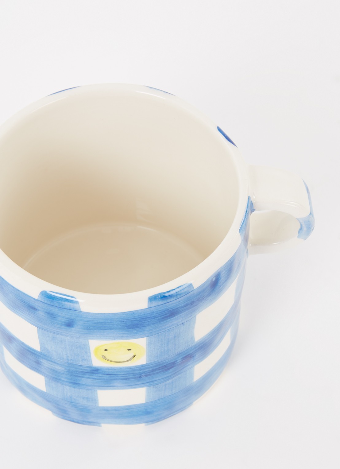 Anna + Nina Checkered Smiley mok 45 cl - detail 3 blauw