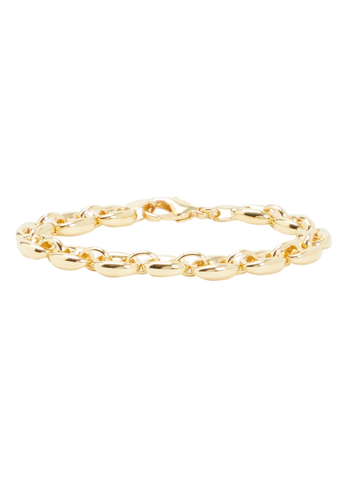 Anna + Nina Chunky Coffee Bean schakelarmband  - voorkant goud