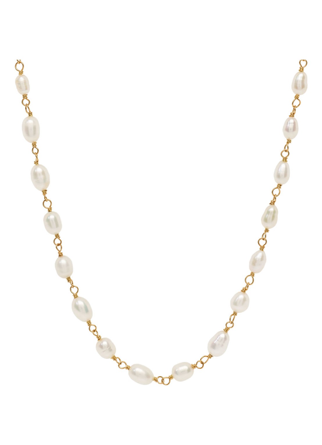 Anna + Nina Clutching Pearls ketting verguld - voorkant 4 goud