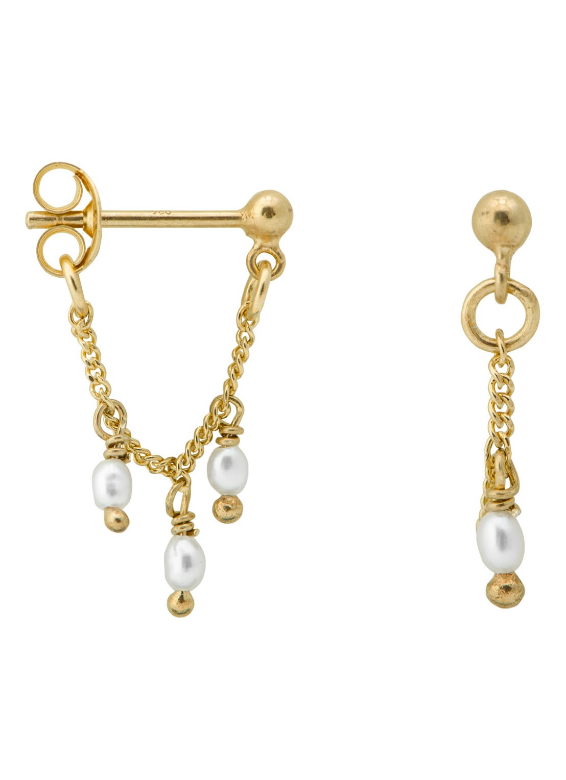 Anna + Nina Cosmic Dust Chain oorsteker verguld - voorkant goud