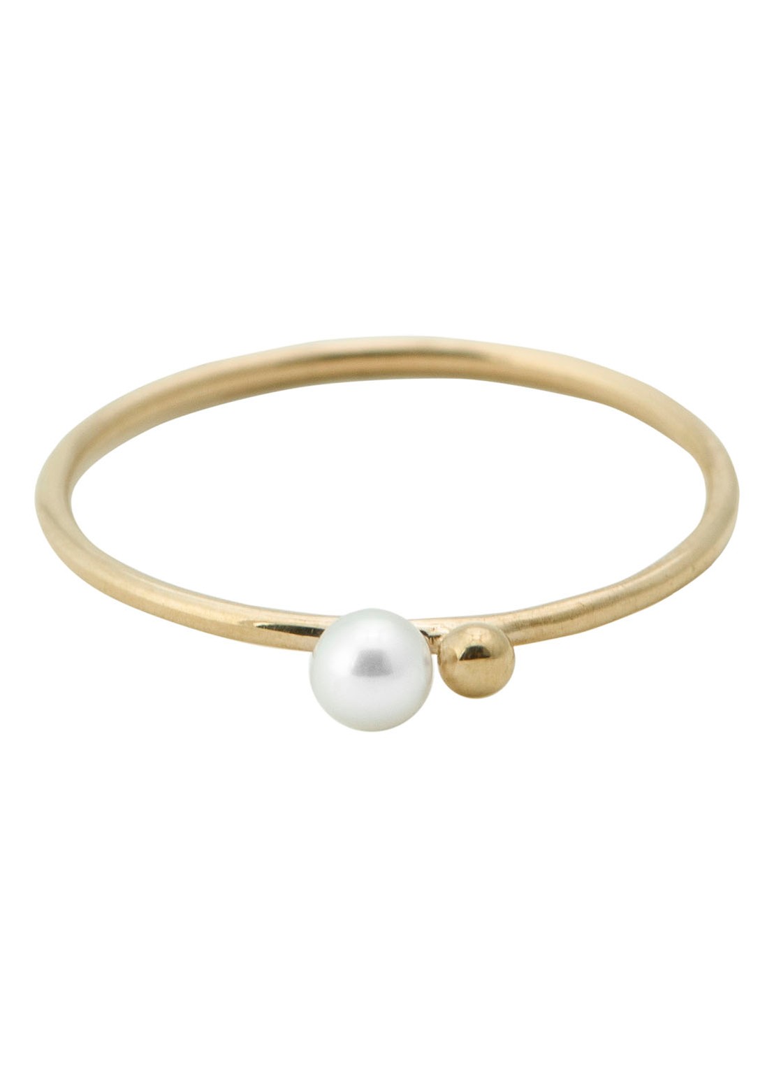 Anna + Nina Cosmic Dust ring van 14k goud met zoetwaterparel 18-2M908013G - voorkant 2 geelgoud