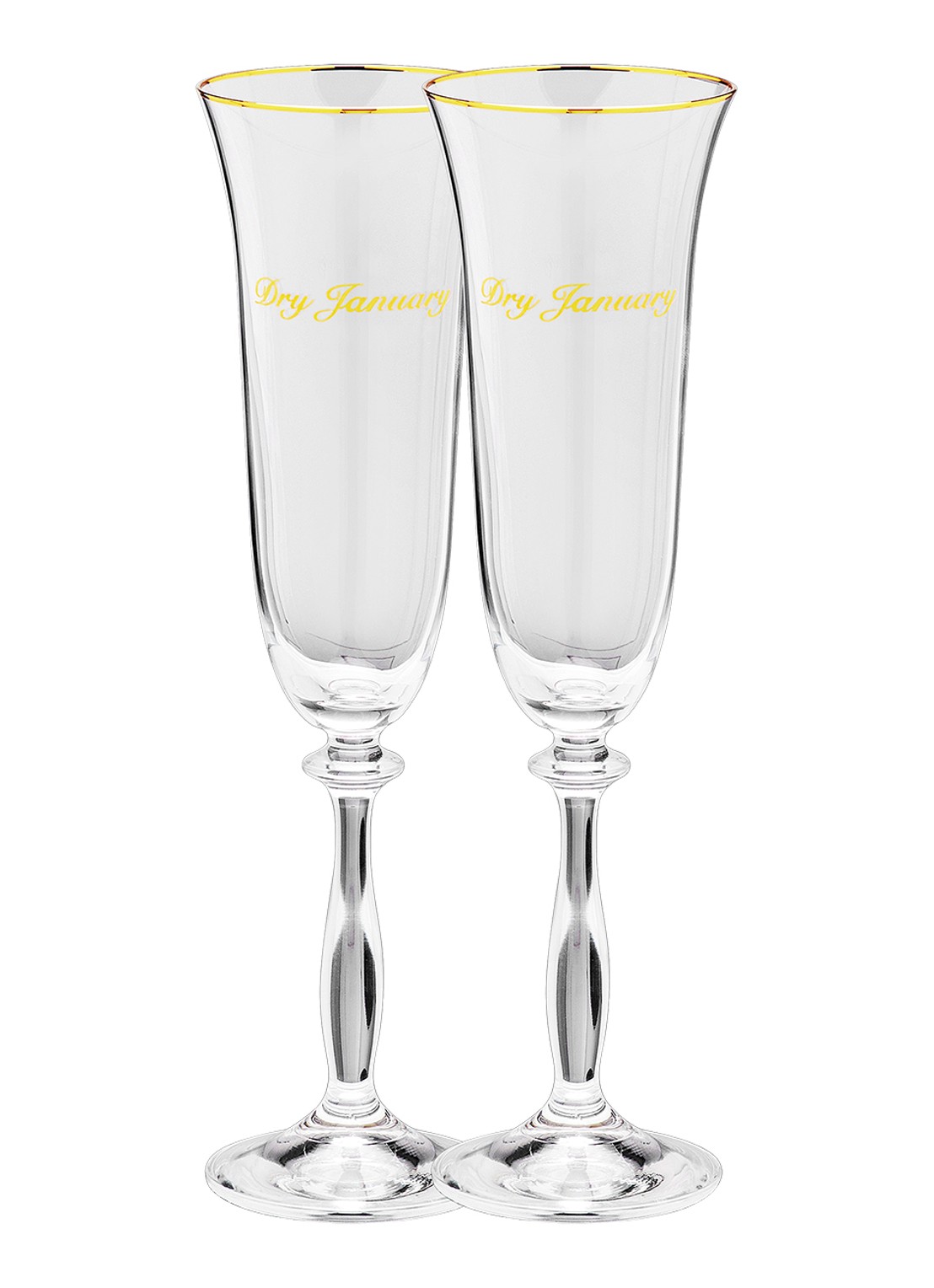 Anna + Nina Dry January champagne glas 20 cl set van 2 - voorkant 2 goud