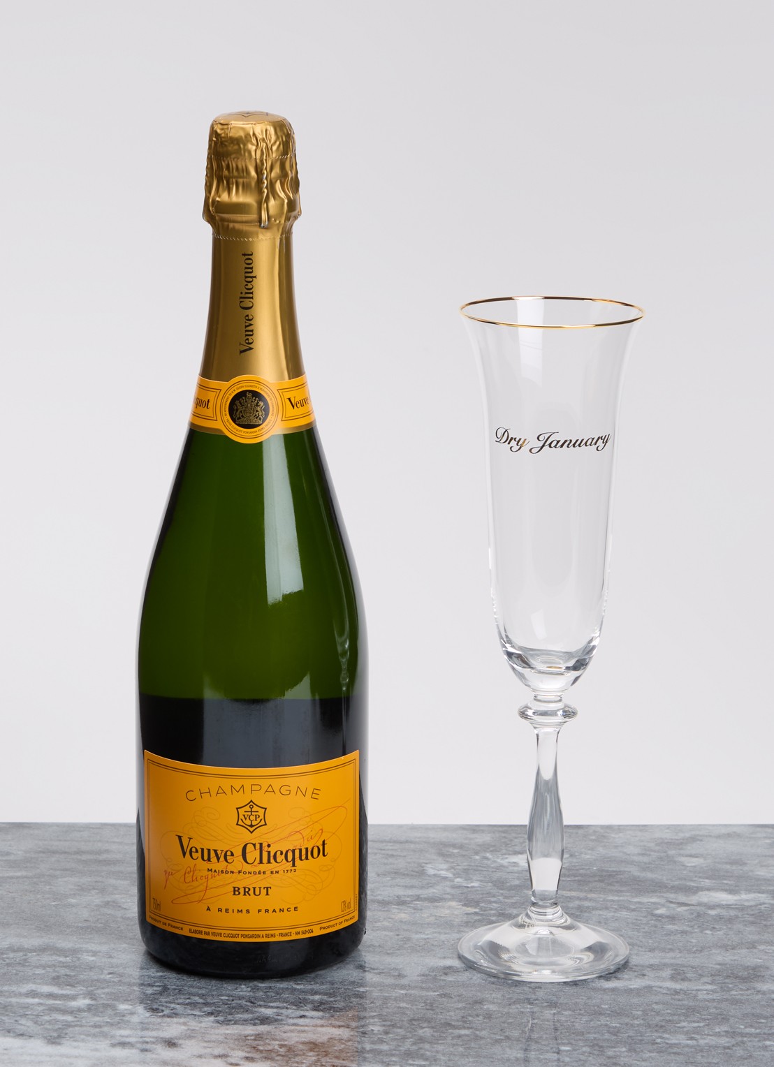 Anna + Nina Dry January champagne glas 20 cl set van 2 - voorkant 3 goud