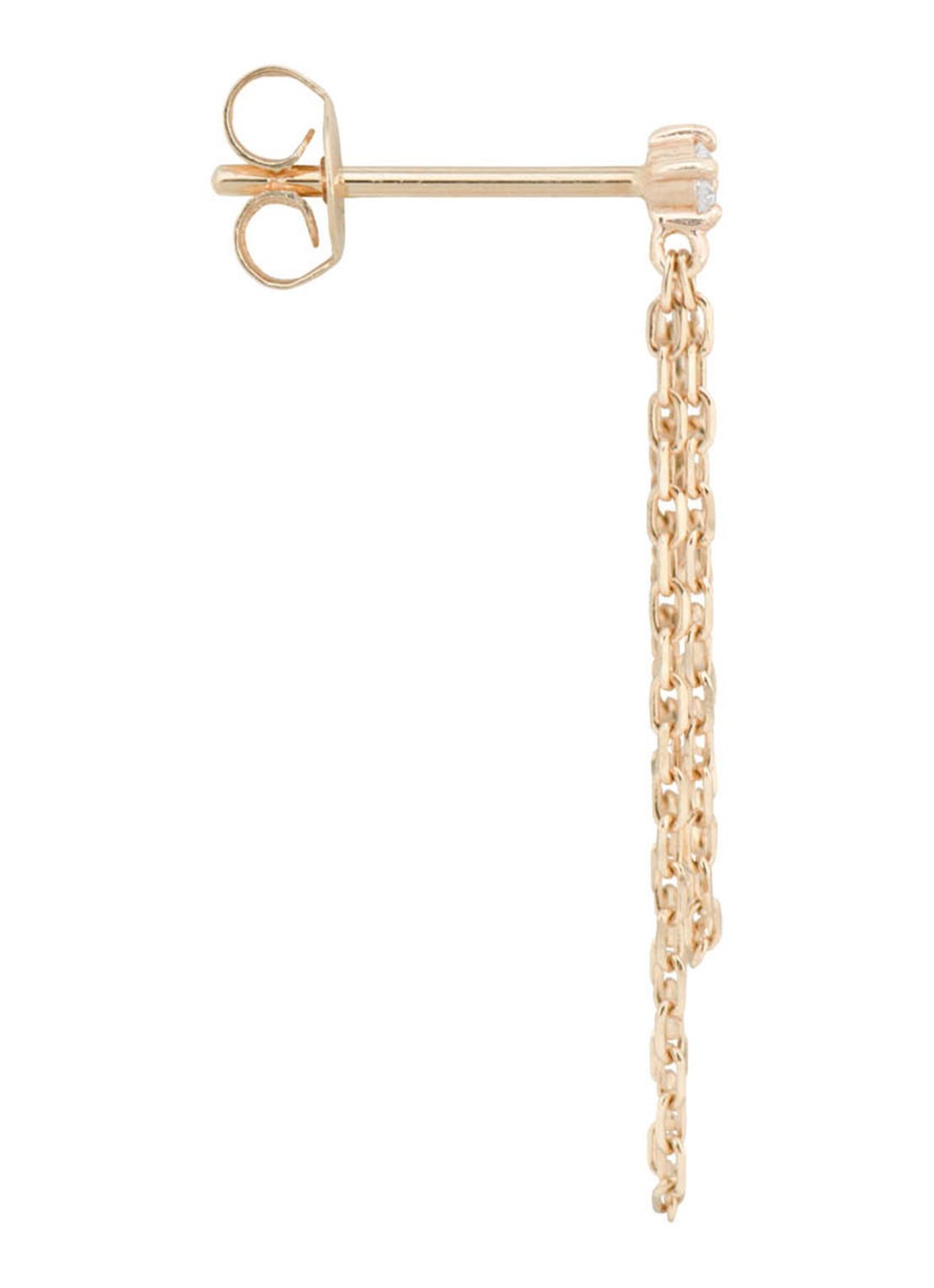 Anna + Nina Enchanted Chain enkele oorsteker van 14 karaat geelgoud - detail 2 geelgoud