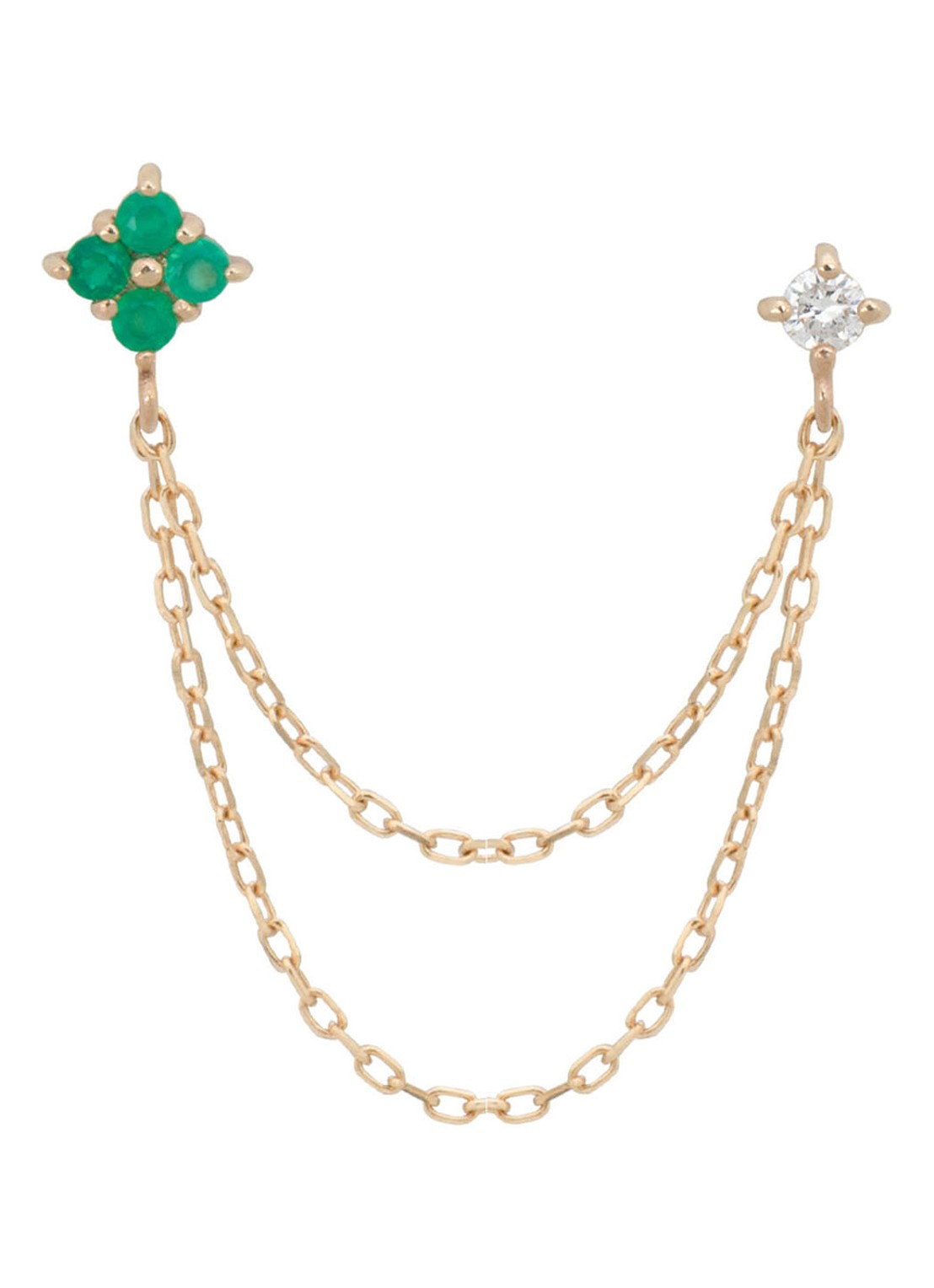 Anna + Nina Enchanted Chain enkele oorsteker van 14 karaat geelgoud - voorkant 3 geelgoud