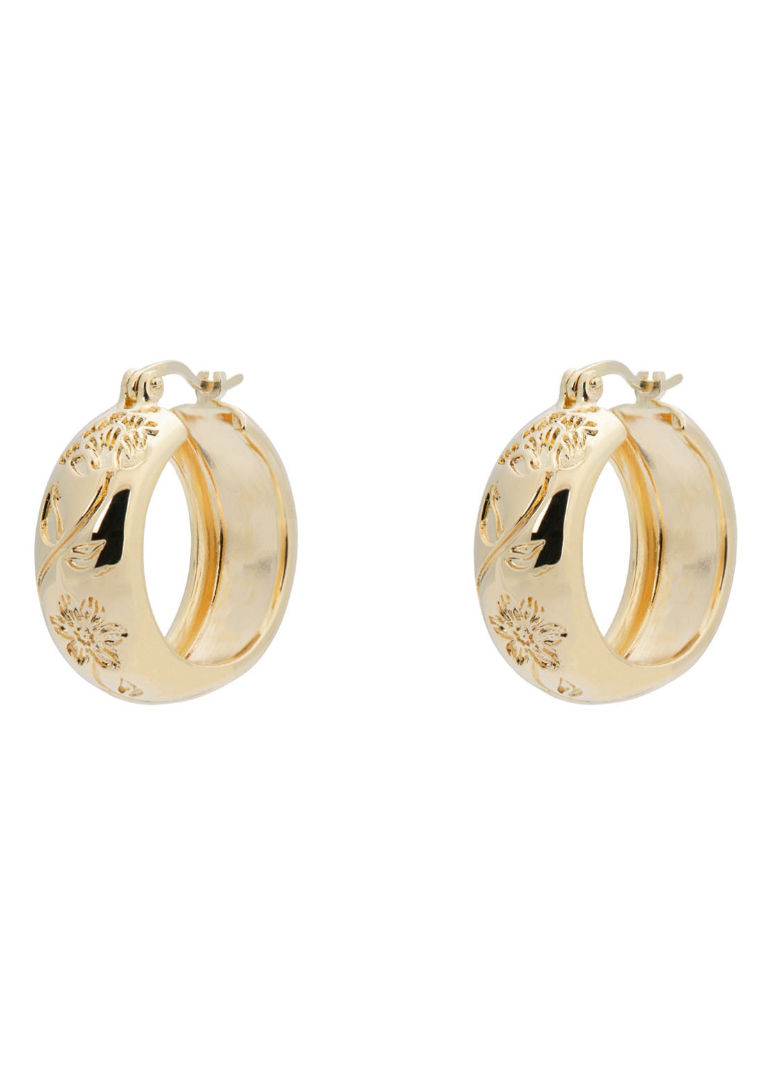 Anna + Nina Flower Garland Stamped oorringen verguld - voorkant 2 goud