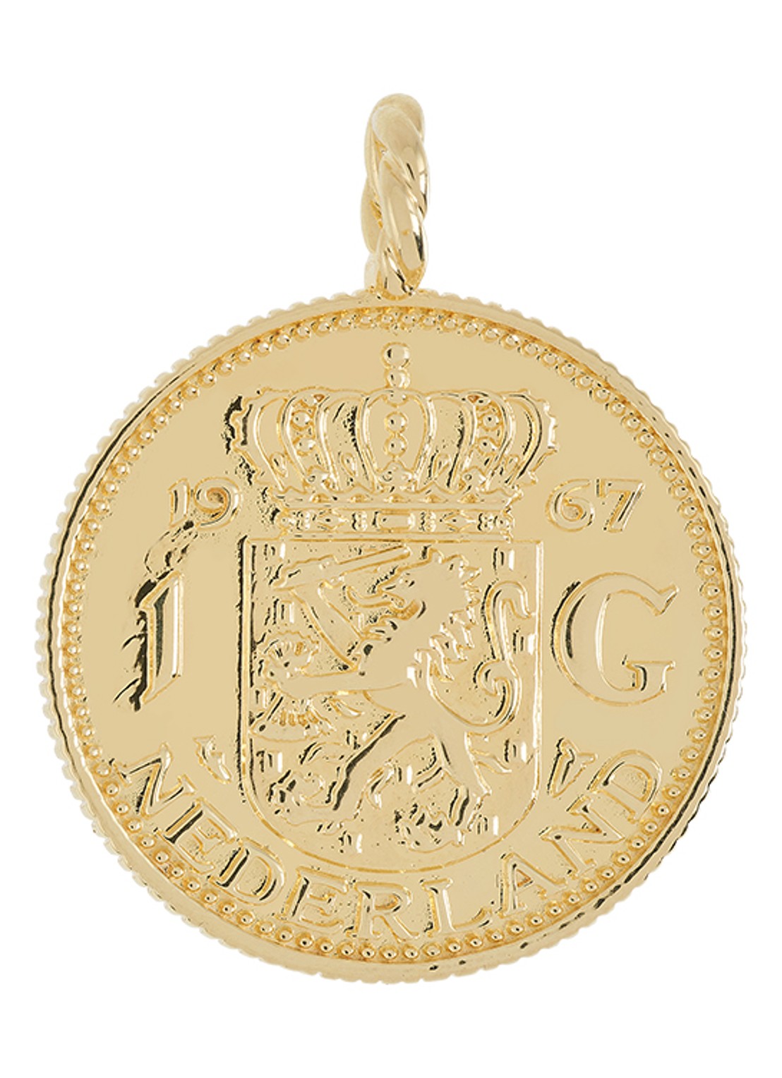 Anna + Nina Fortunate Coin hanger verguld - voorkant goud
