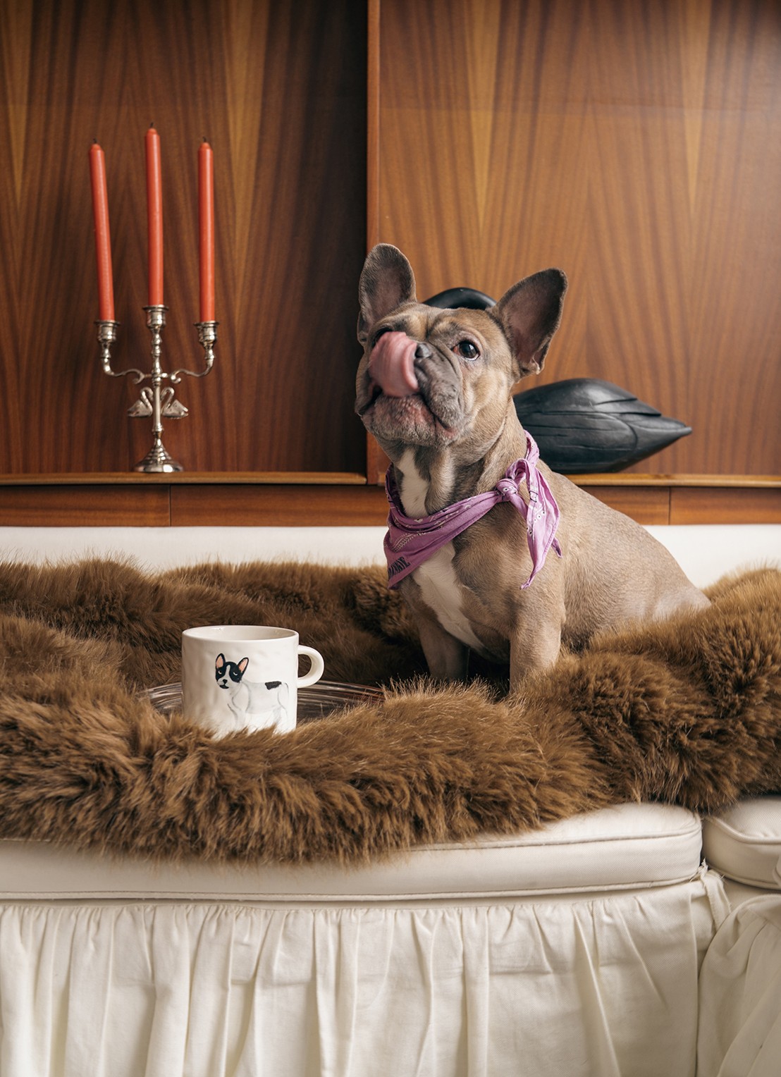 Anna + Nina French Bulldog mok 50 cl - voorkant 2 wit