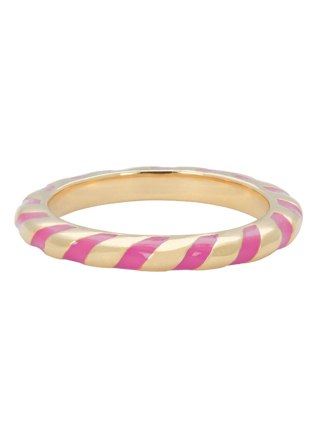 Anna + Nina Fuschia Twirl ring verguld - voorkant goud