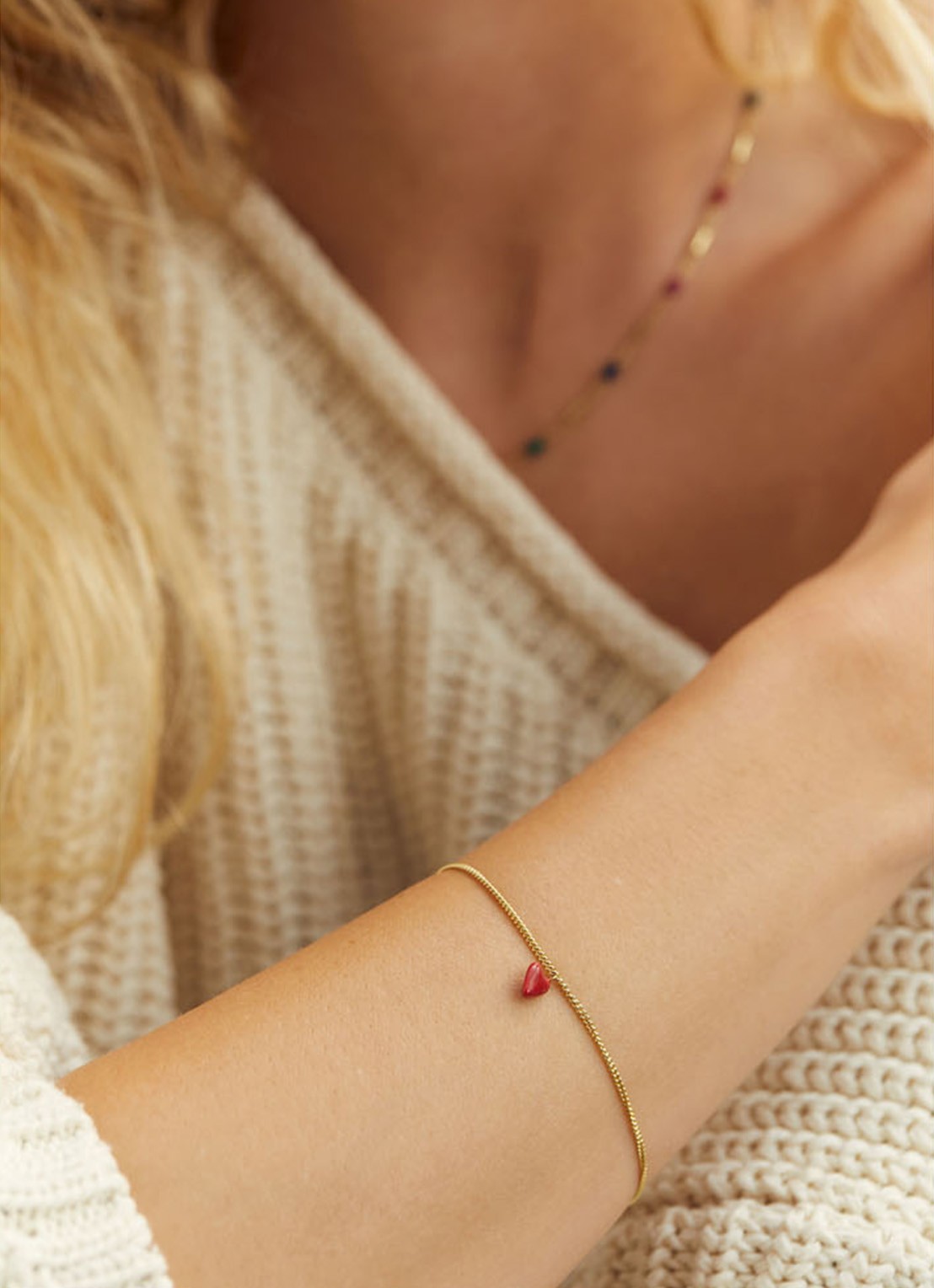 Anna + Nina Heart Beat armband verguld - voorkant 3 goud