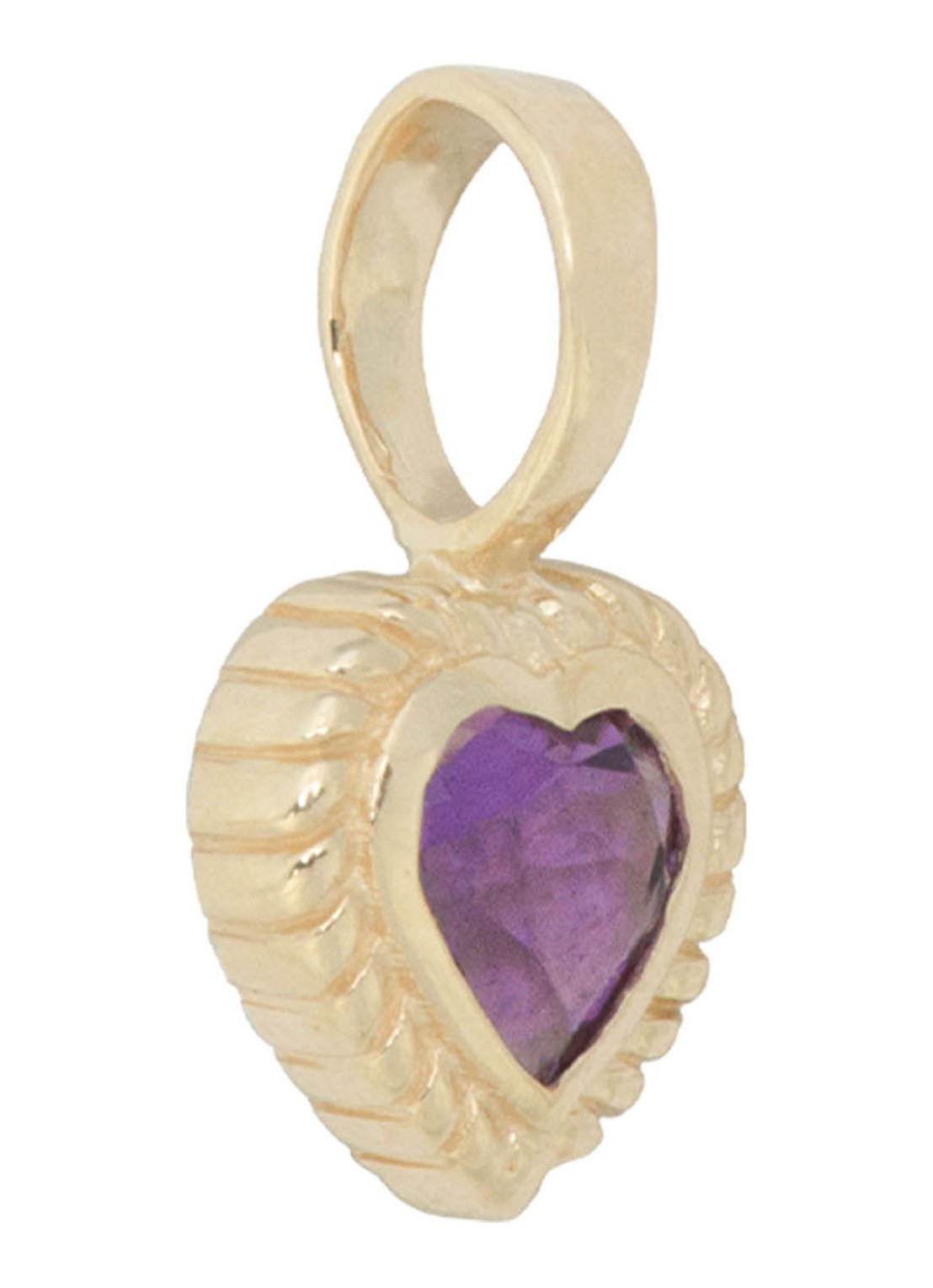 Anna + Nina Heart hanger van 14 karaat geelgoud met amethist  - detail 3 geelgoud