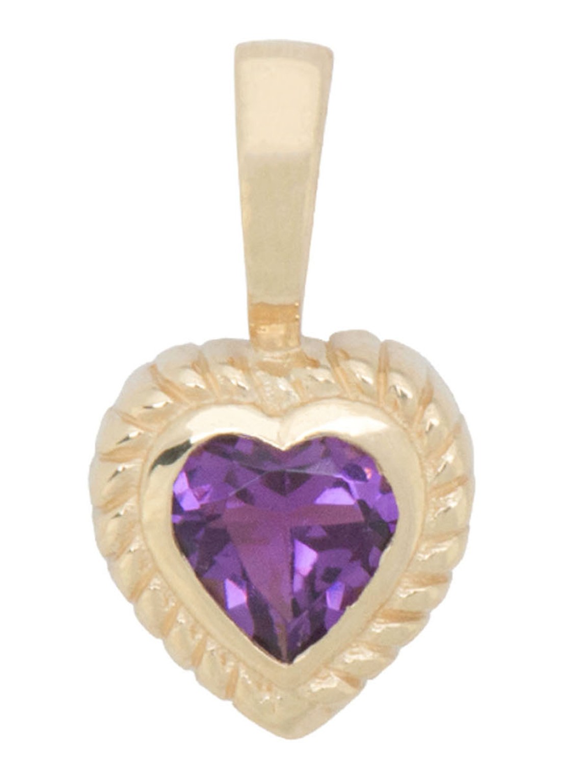 Anna + Nina Heart hanger van 14 karaat geelgoud met amethist  - voorkant geelgoud