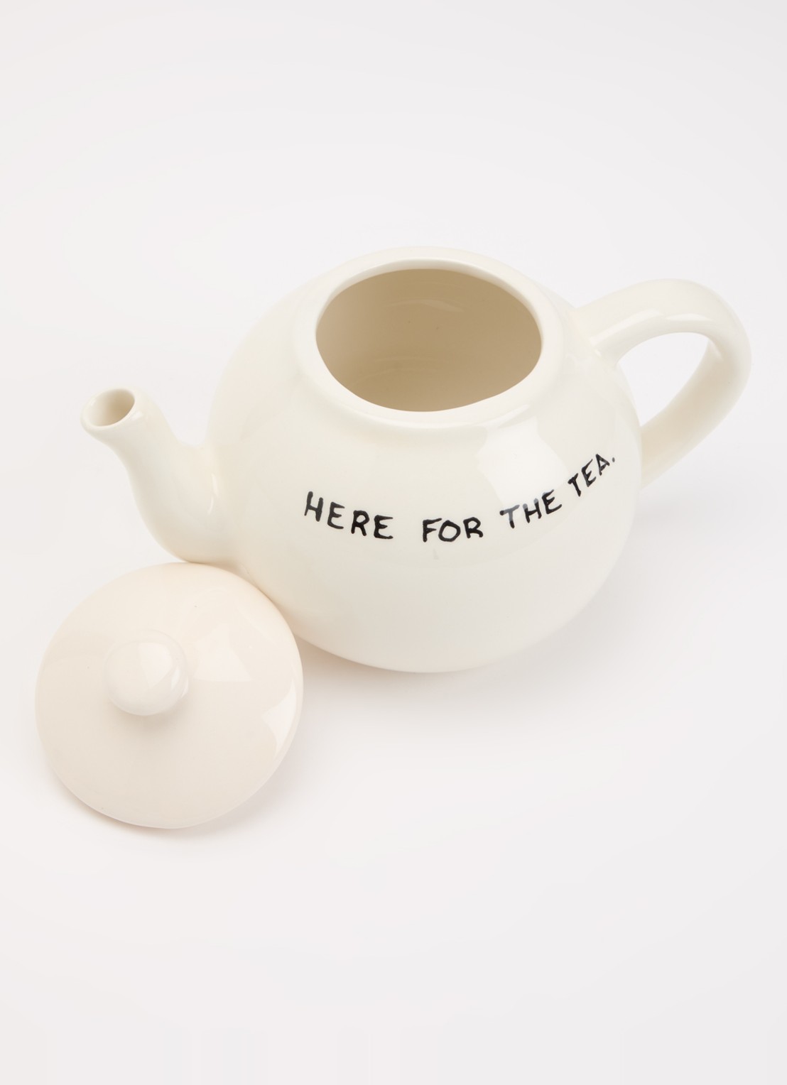 Anna + Nina Here For The Tea theepot 1 liter - voorkant 2 gebroken wit