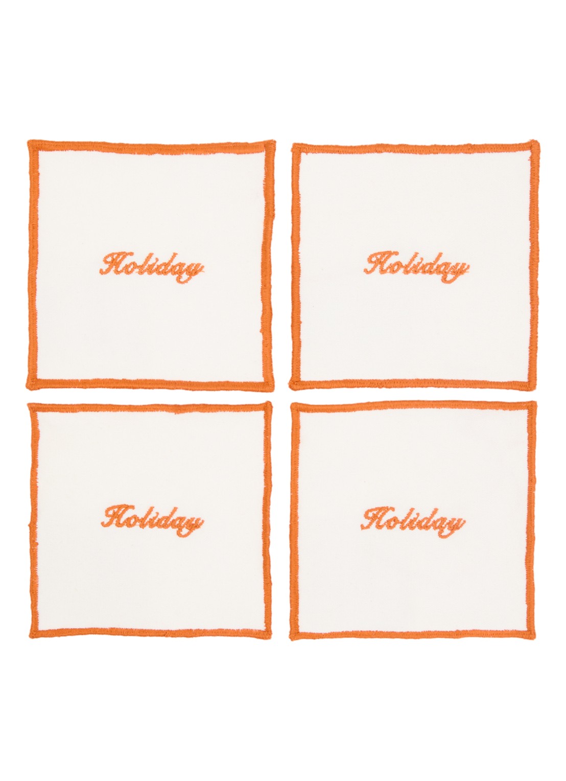 Anna + Nina Holiday onderzetter van katoen set van 4  - voorkant orange