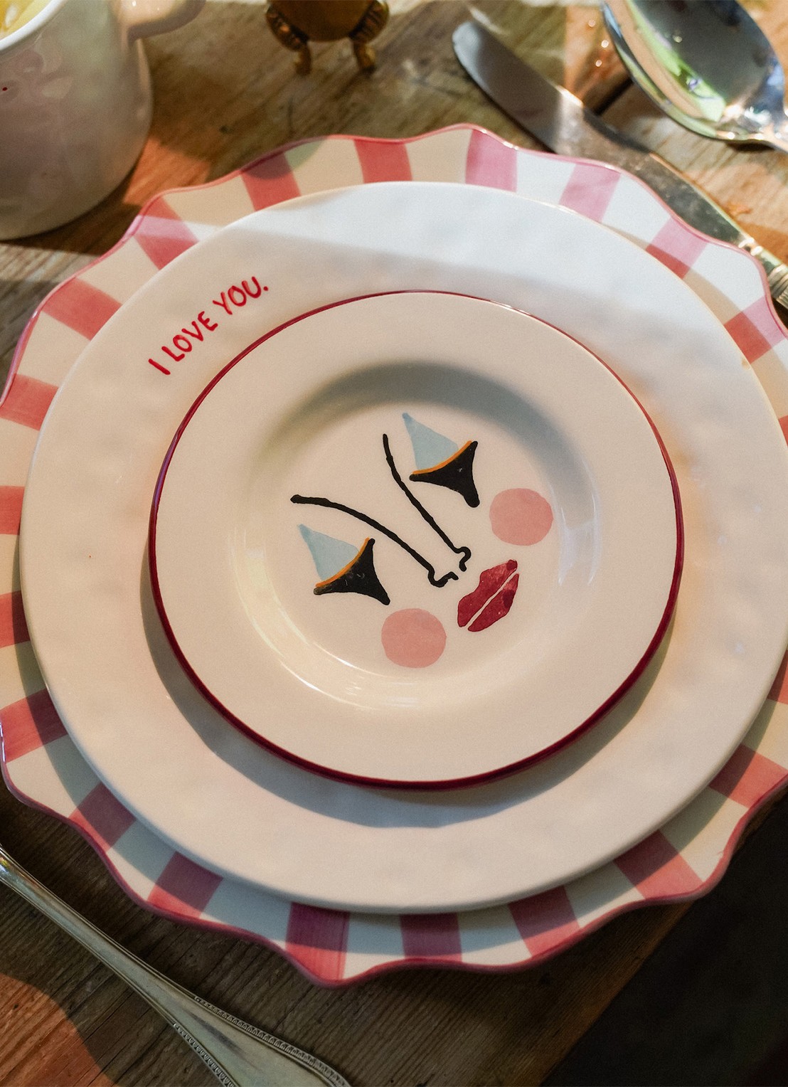 Anna + Nina I Love You Breakfast serviesset 3-delig - voorkant 3 multicolor