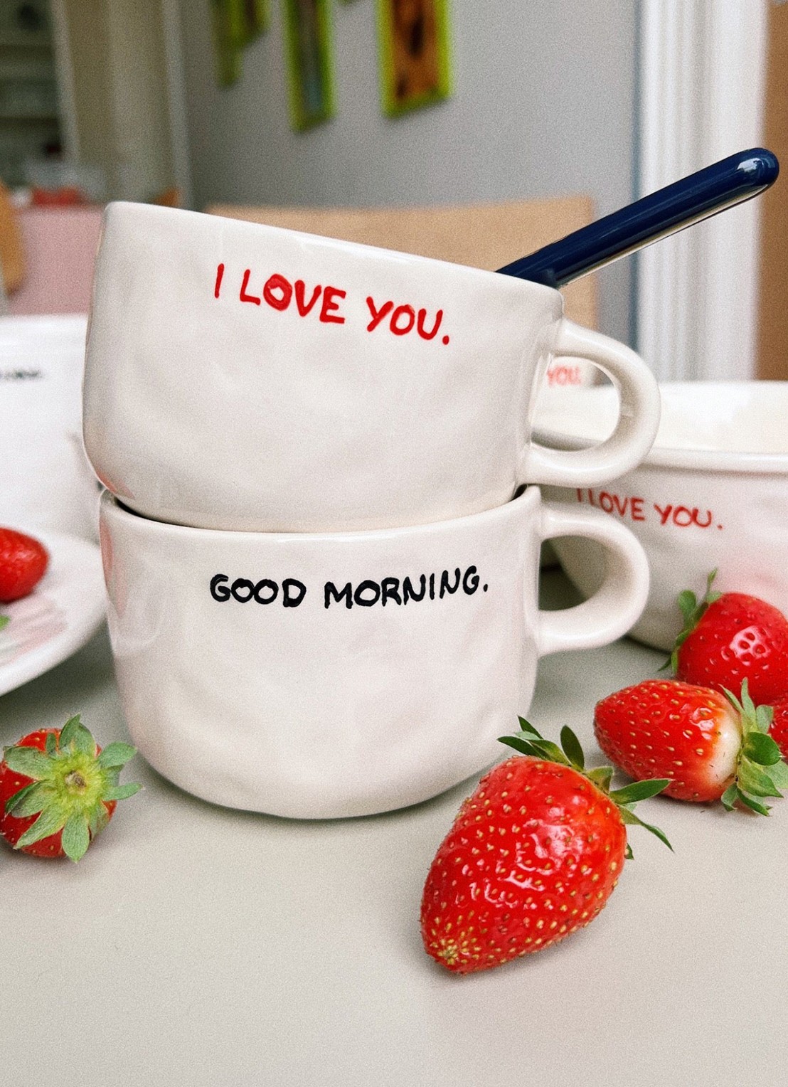 Anna + Nina I Love You cappuccino kopje 25 cl - voorkant 2 wit