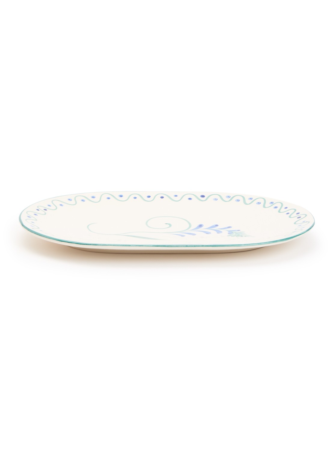 Anna + Nina Indigo Flora serveerschaal 36 cm  - voorkant blauw