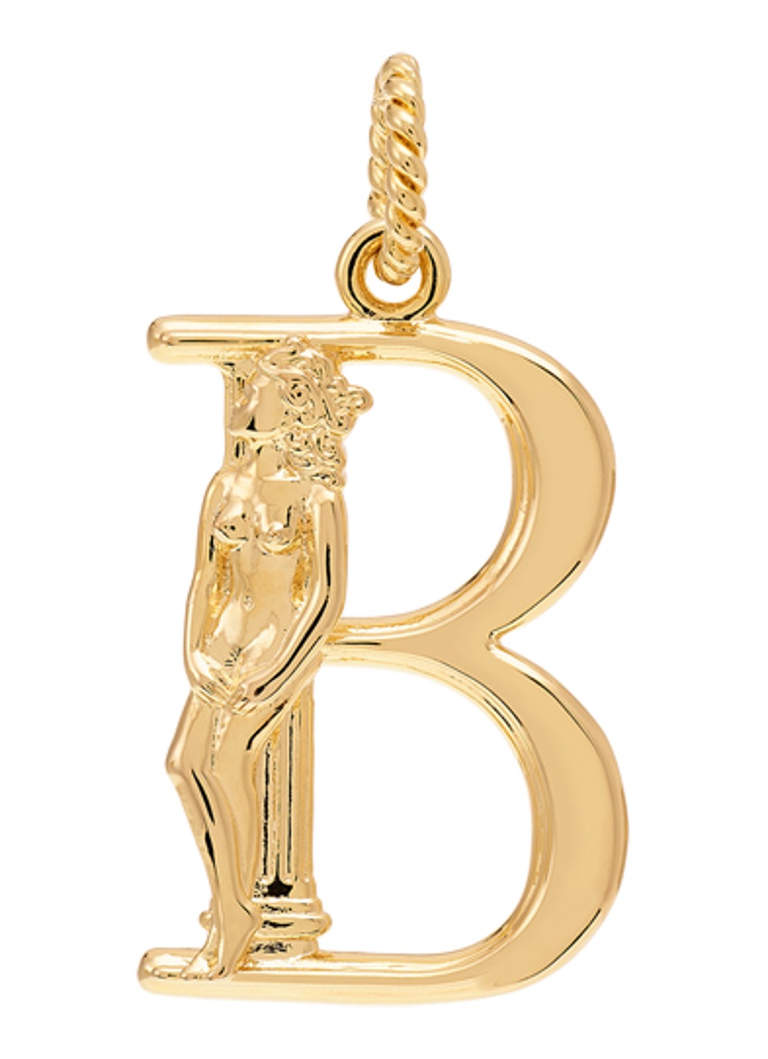 Anna + Nina Initial muse hanger B verguld - voorkant goud
