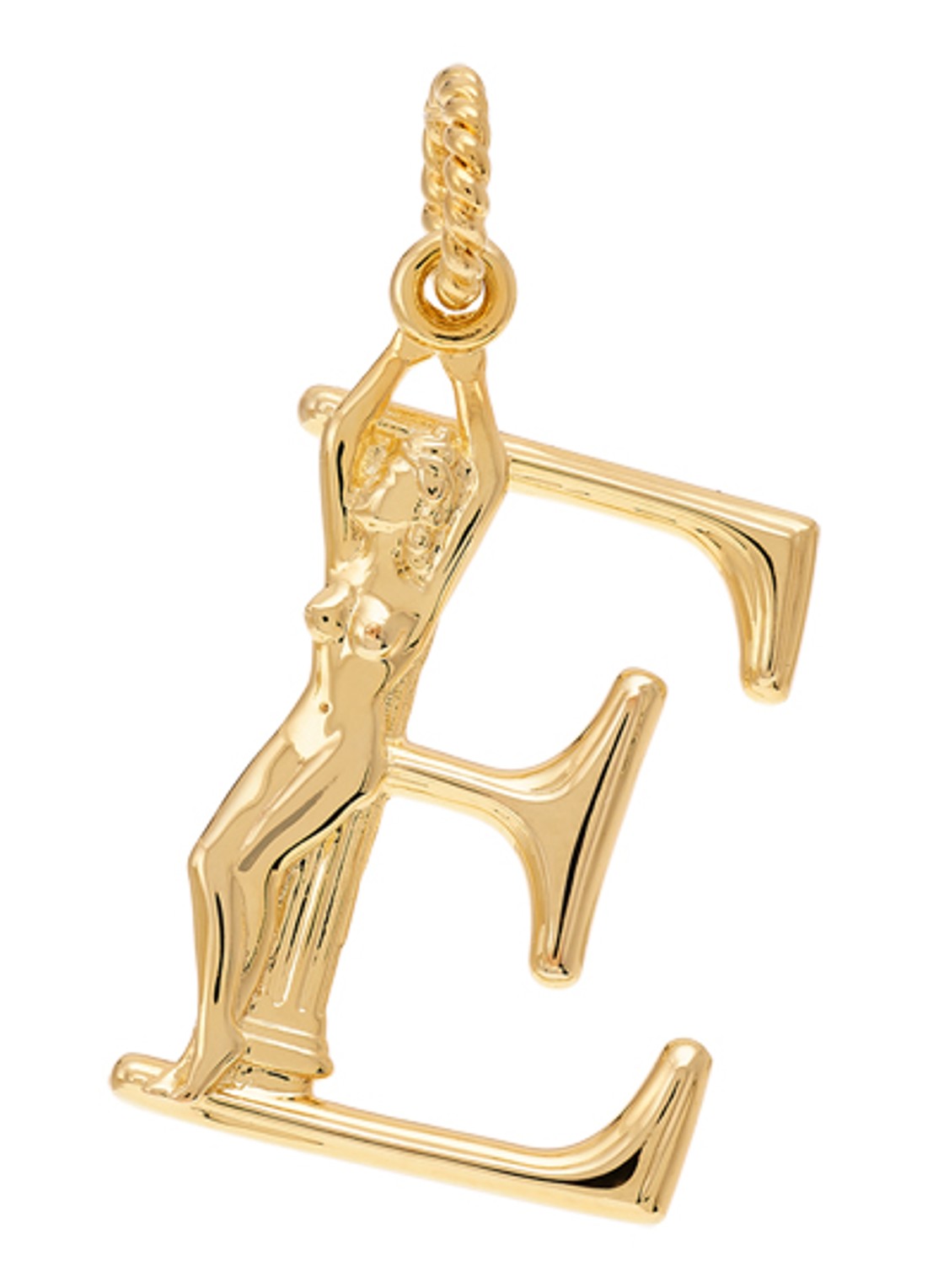 Anna + Nina Initial muse hanger E verguld - voorkant goud