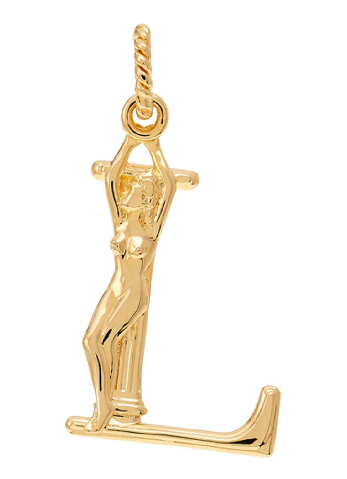 Anna + Nina Initial muse hanger L verguld - voorkant goud
