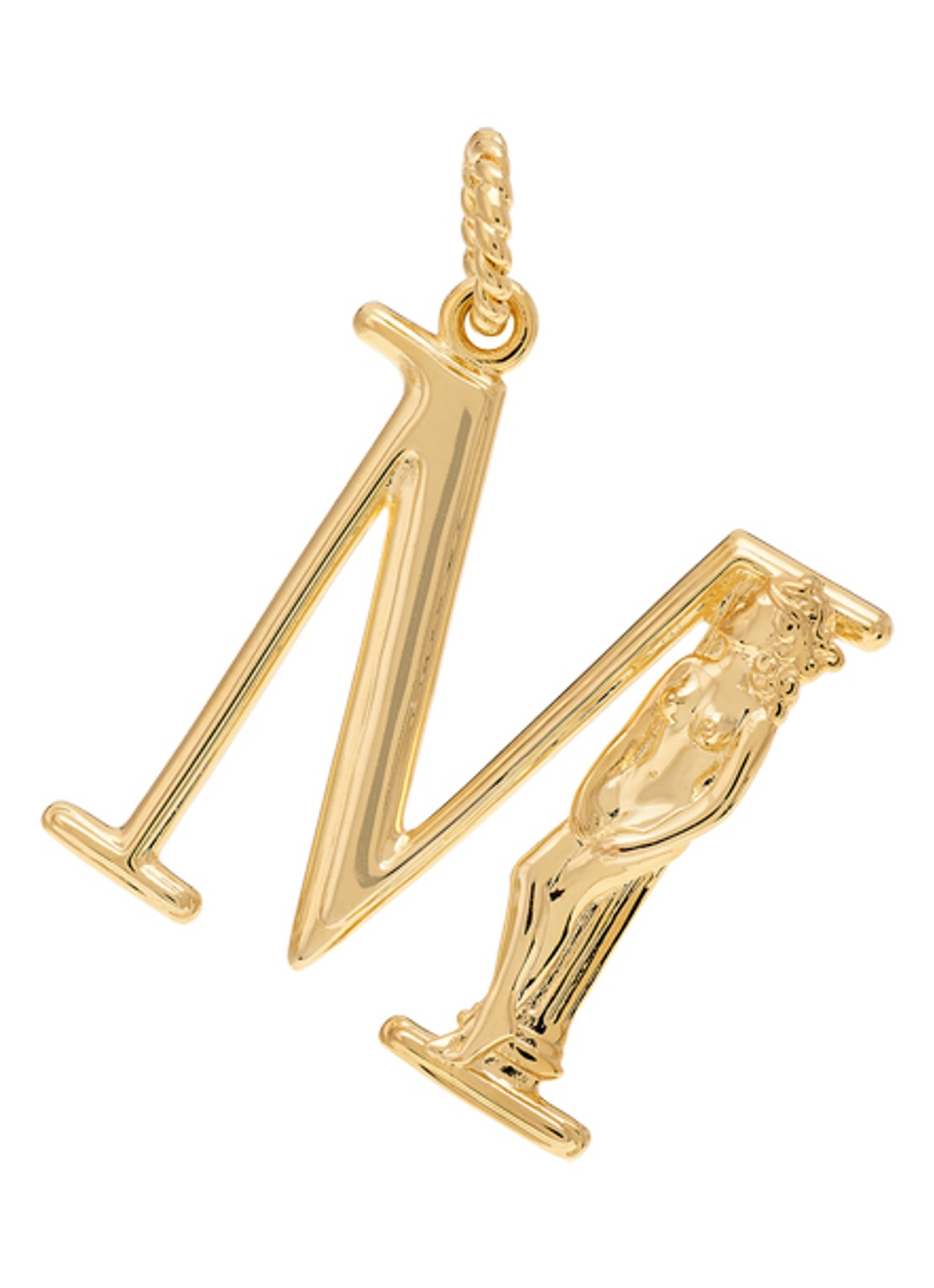 Anna + Nina Initial muse hanger M verguld - voorkant goud