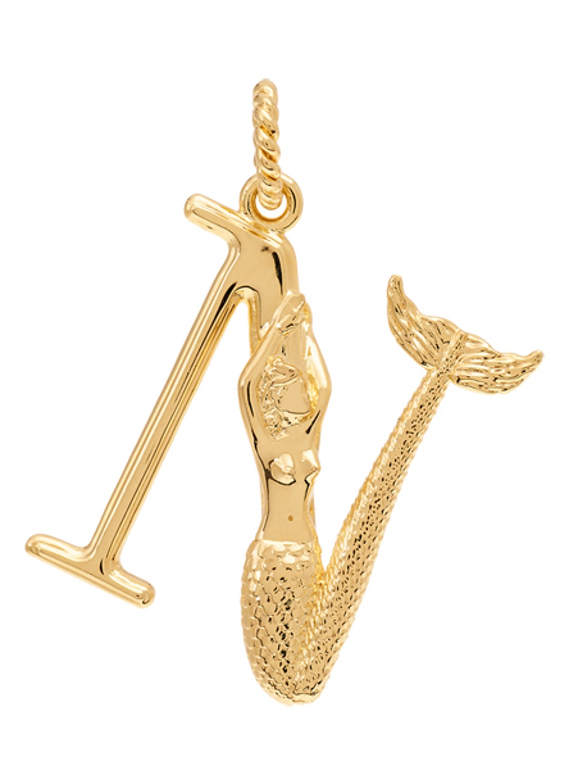 Anna + Nina Initial muse hanger N verguld - voorkant goud