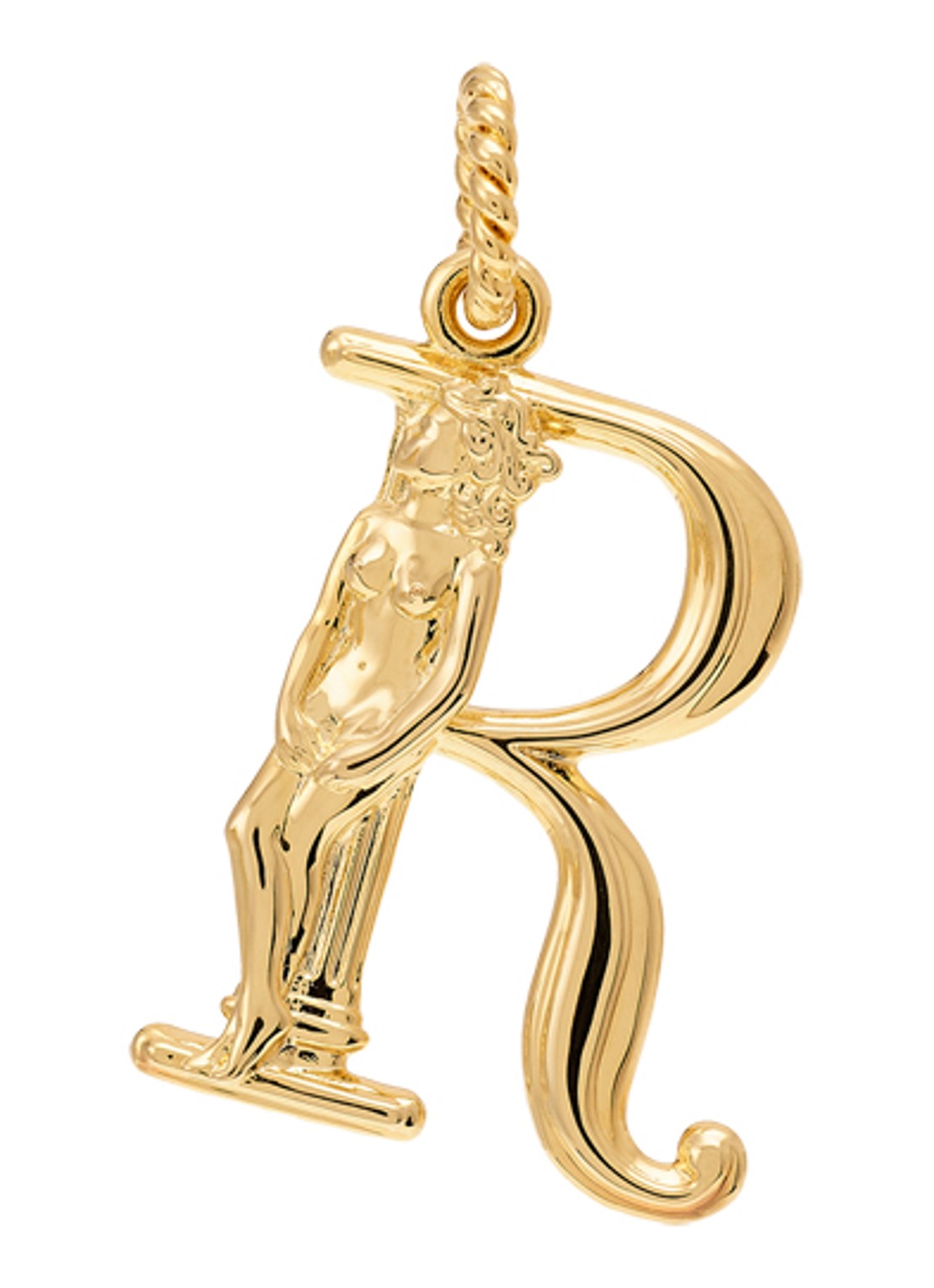 Anna + Nina Initial muse hanger R verguld  - voorkant goud