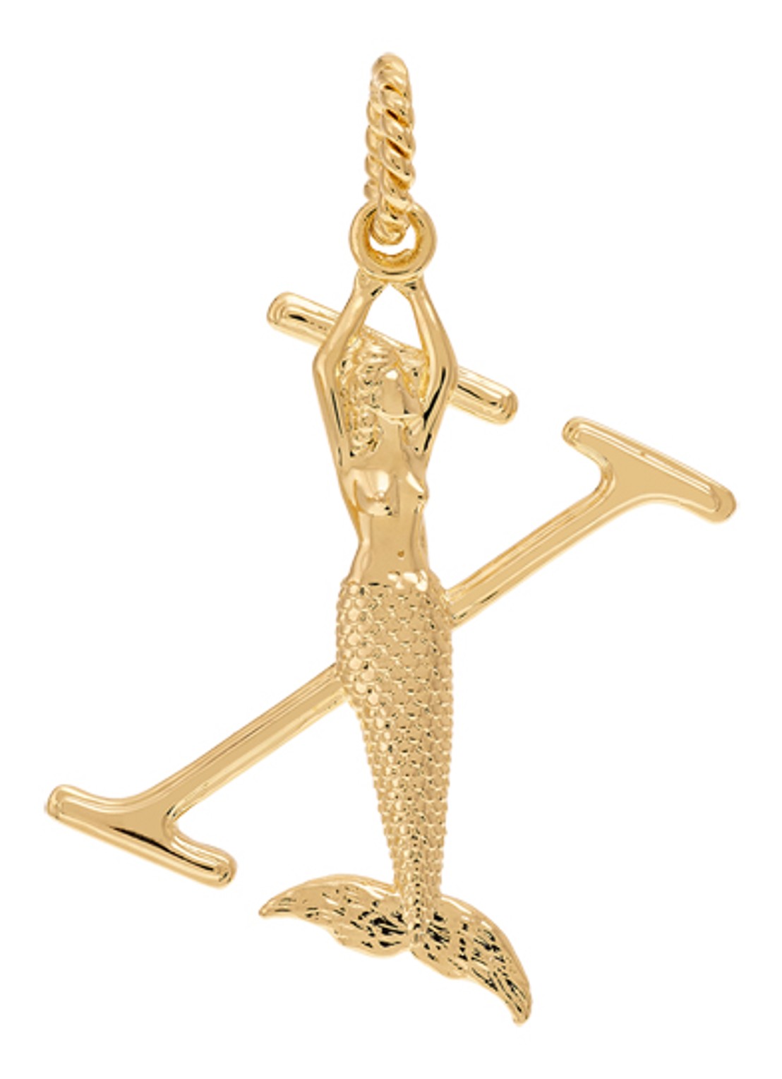 Anna + Nina Initial muse hanger X verguld  - voorkant goud