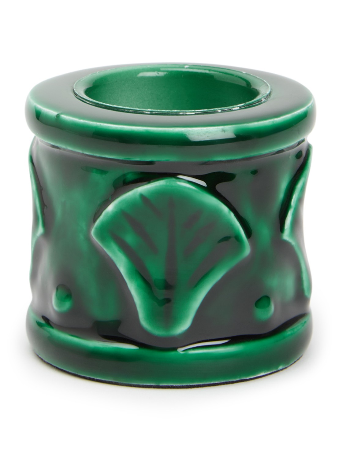 Anna + Nina Laurel Shell waxinelichthouder 6 cm - voorkant groen