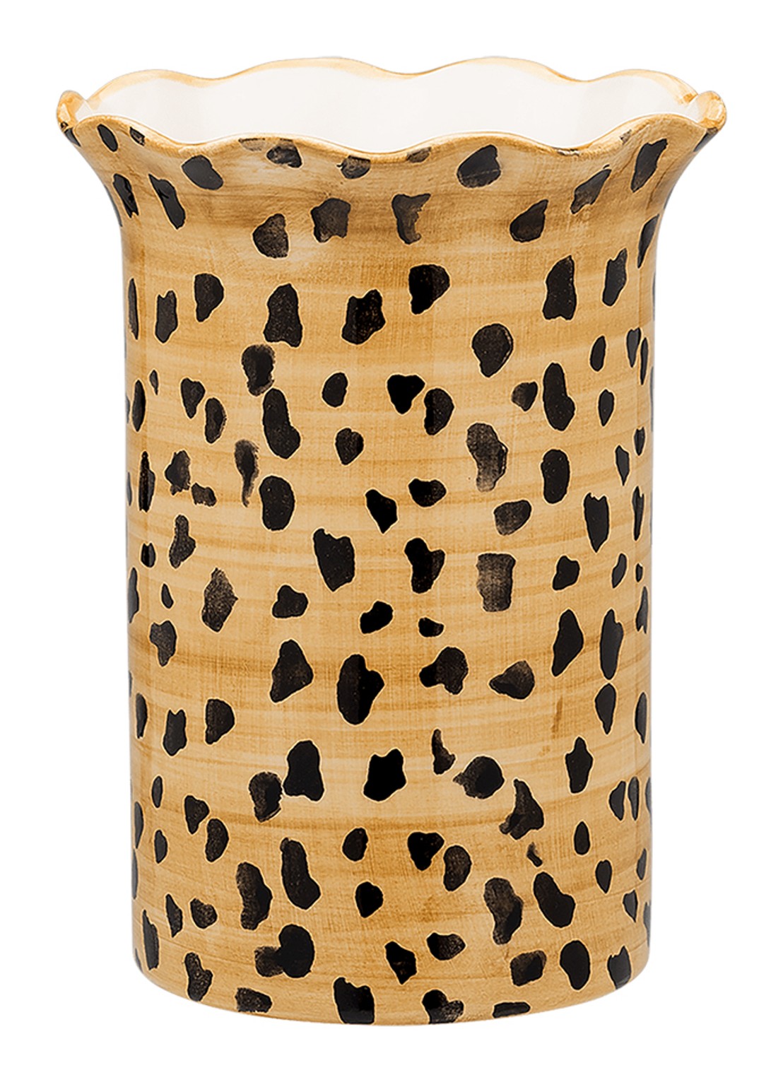 Anna + Nina Leopard vaas 21 cm - voorkant bruin