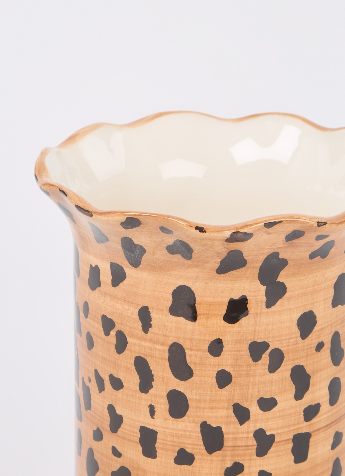 Anna + Nina Leopard vaas 21 cm - voorkant 2 bruin