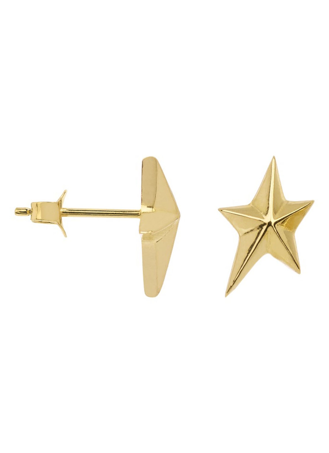 Anna + Nina Lonely Star enkel oorknopje verguld - voorkant goud