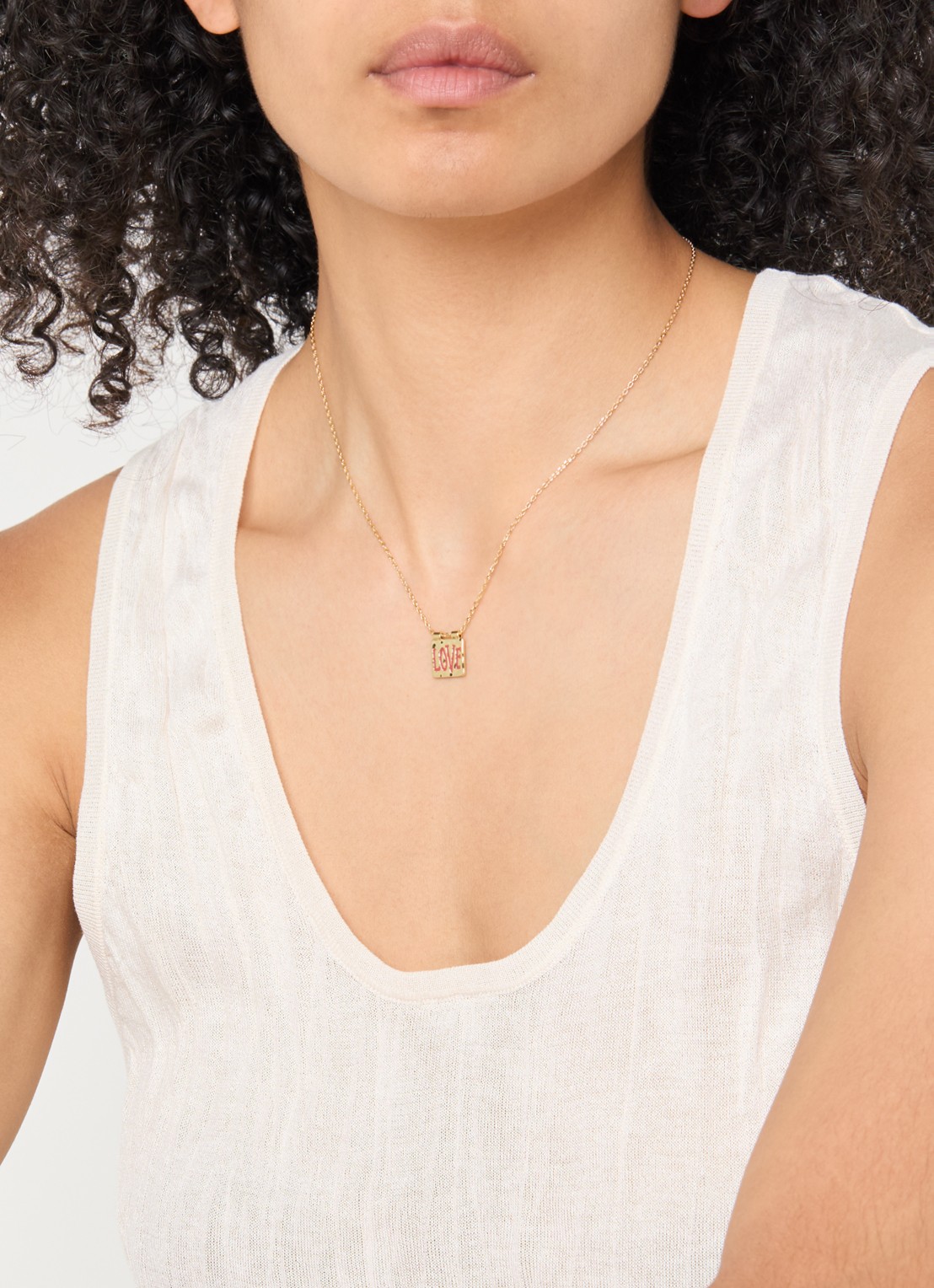 Anna + Nina Love Note ketting verguld - voorkant 4 goud