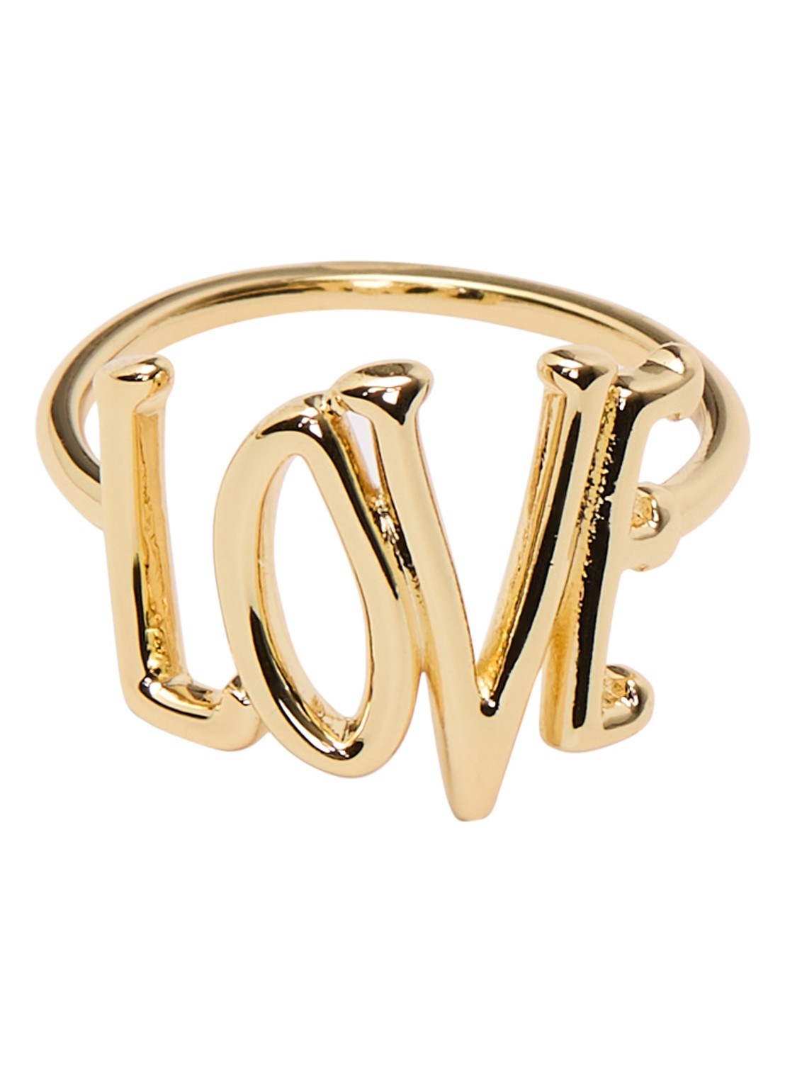 Anna + Nina Love Rules ring verguld - voorkant goud