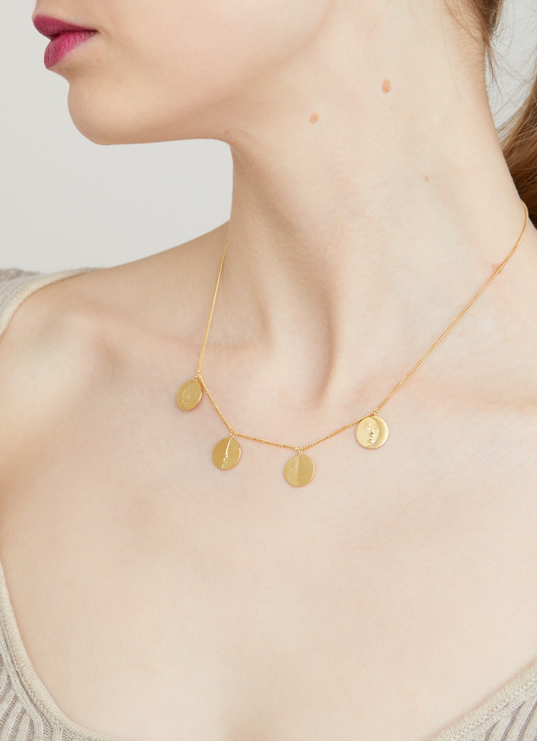 Anna + Nina Lunar ketting verguld - voorkant 2 goud