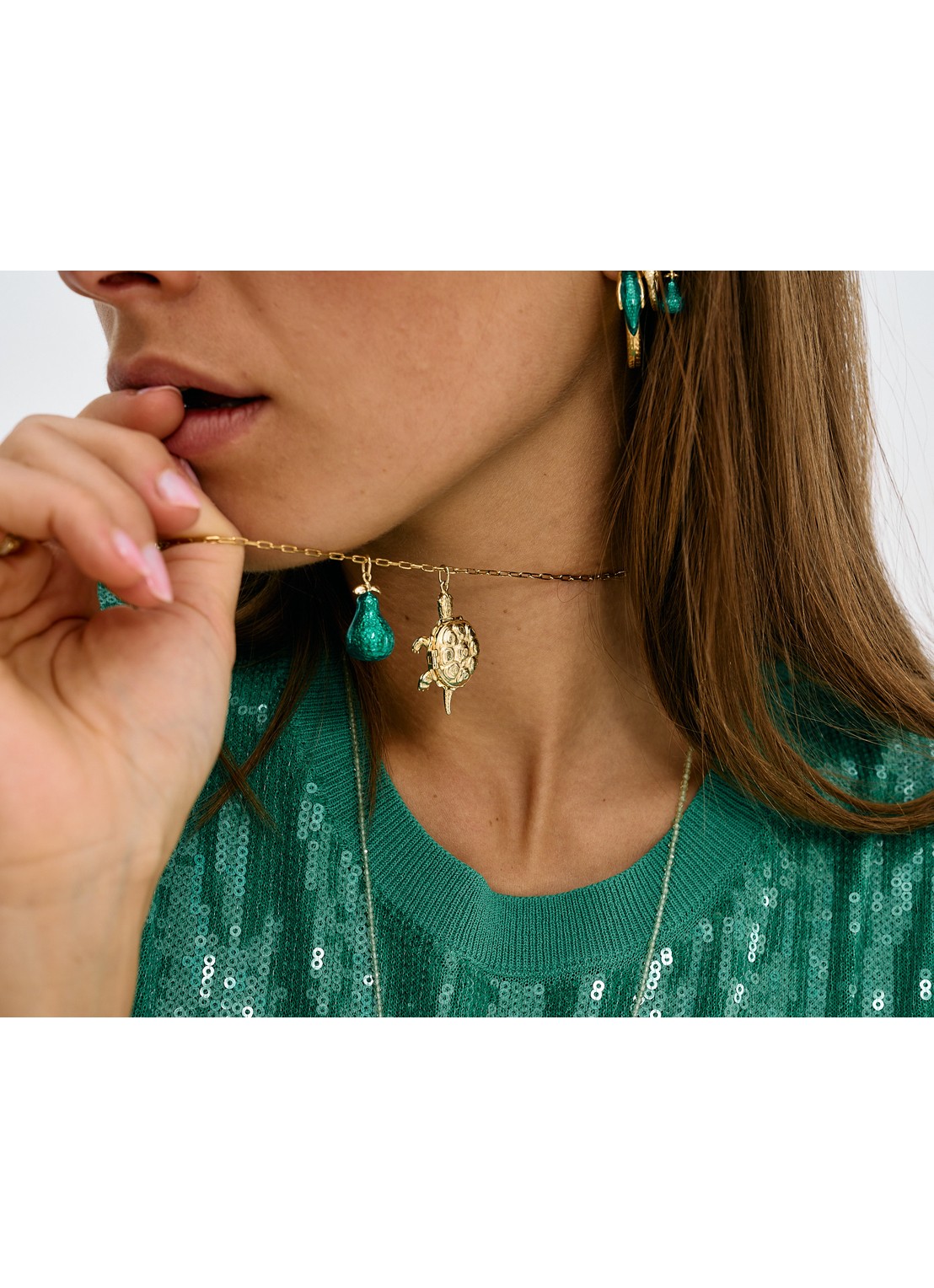 Anna + Nina Lush Pear hanger verguld - voorkant 2 goud