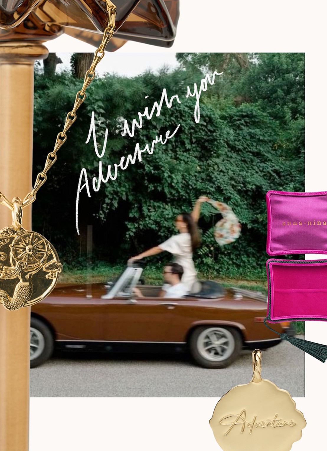 Anna + Nina Memorable Adventure hanger verguld - detail 4 goud