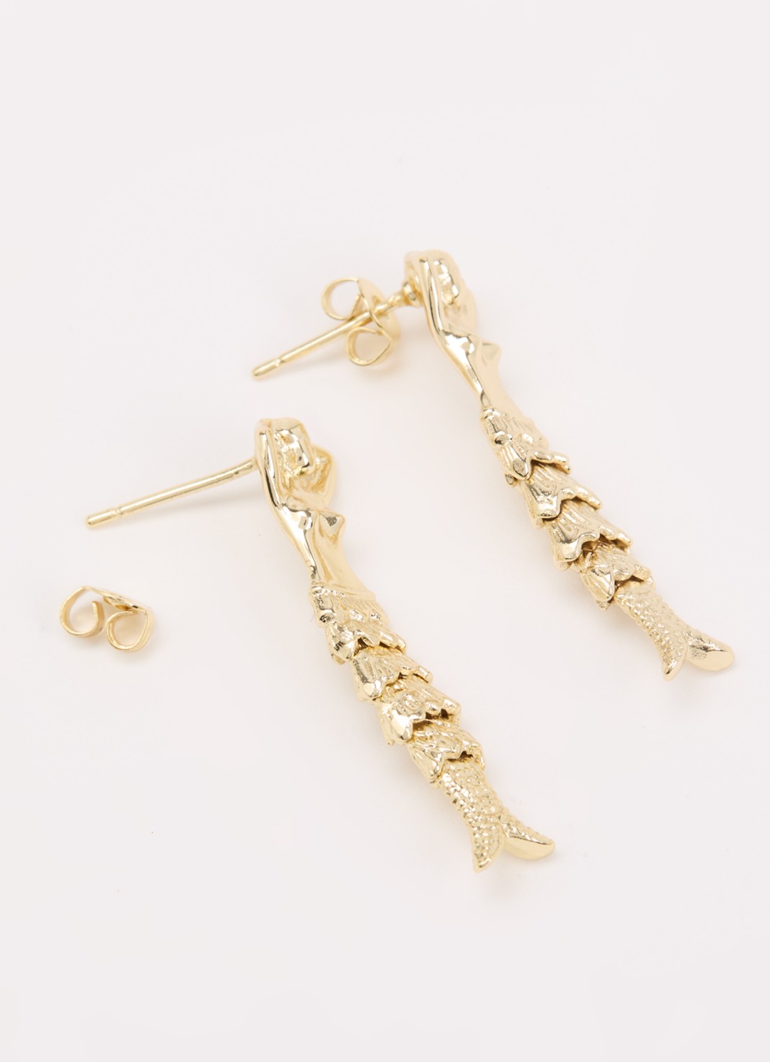 Anna + Nina Mermaid oorstekers verguld - detail goud