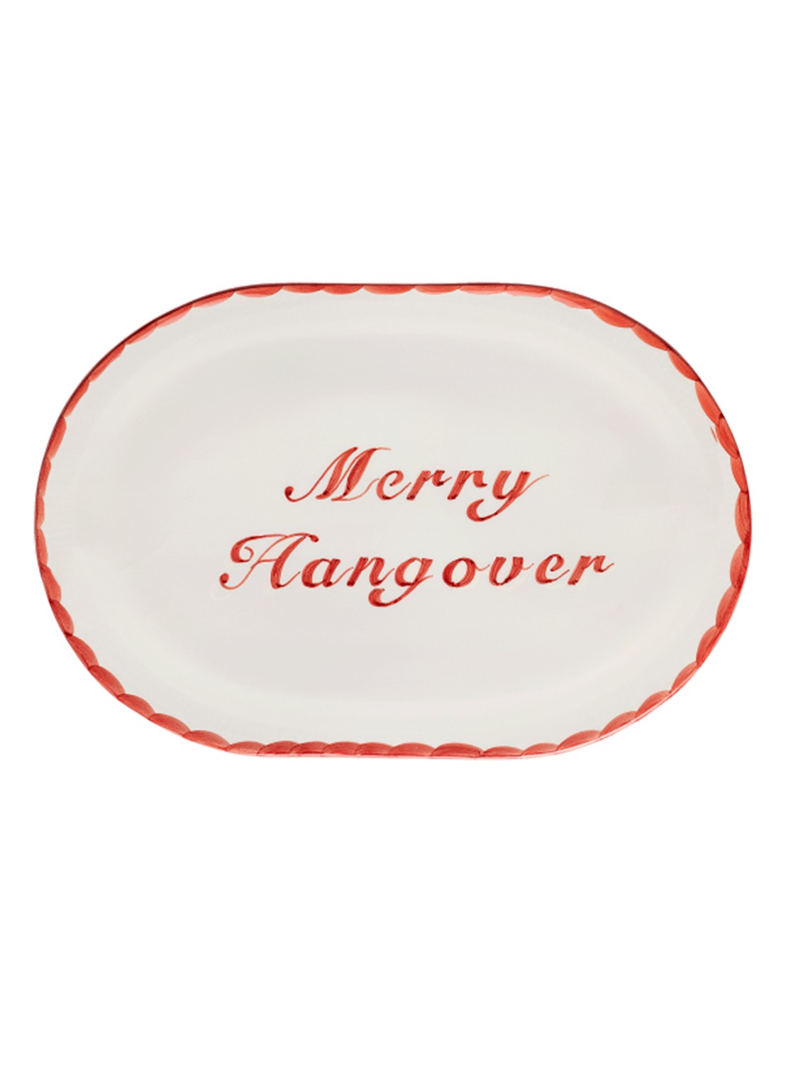 Anna + Nina Merry Hangover serveerschaal 40 cm - voorkant gebroken wit