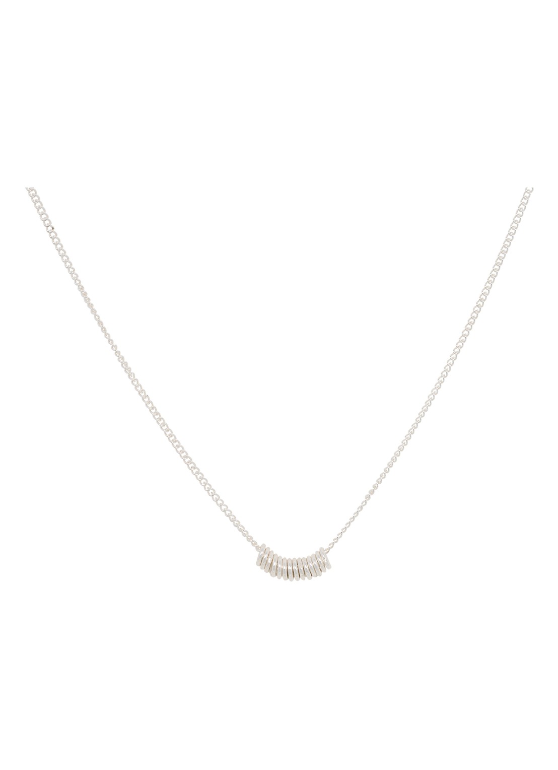 Anna + Nina Multi Ring fijne ketting van zilver - voorkant zilver