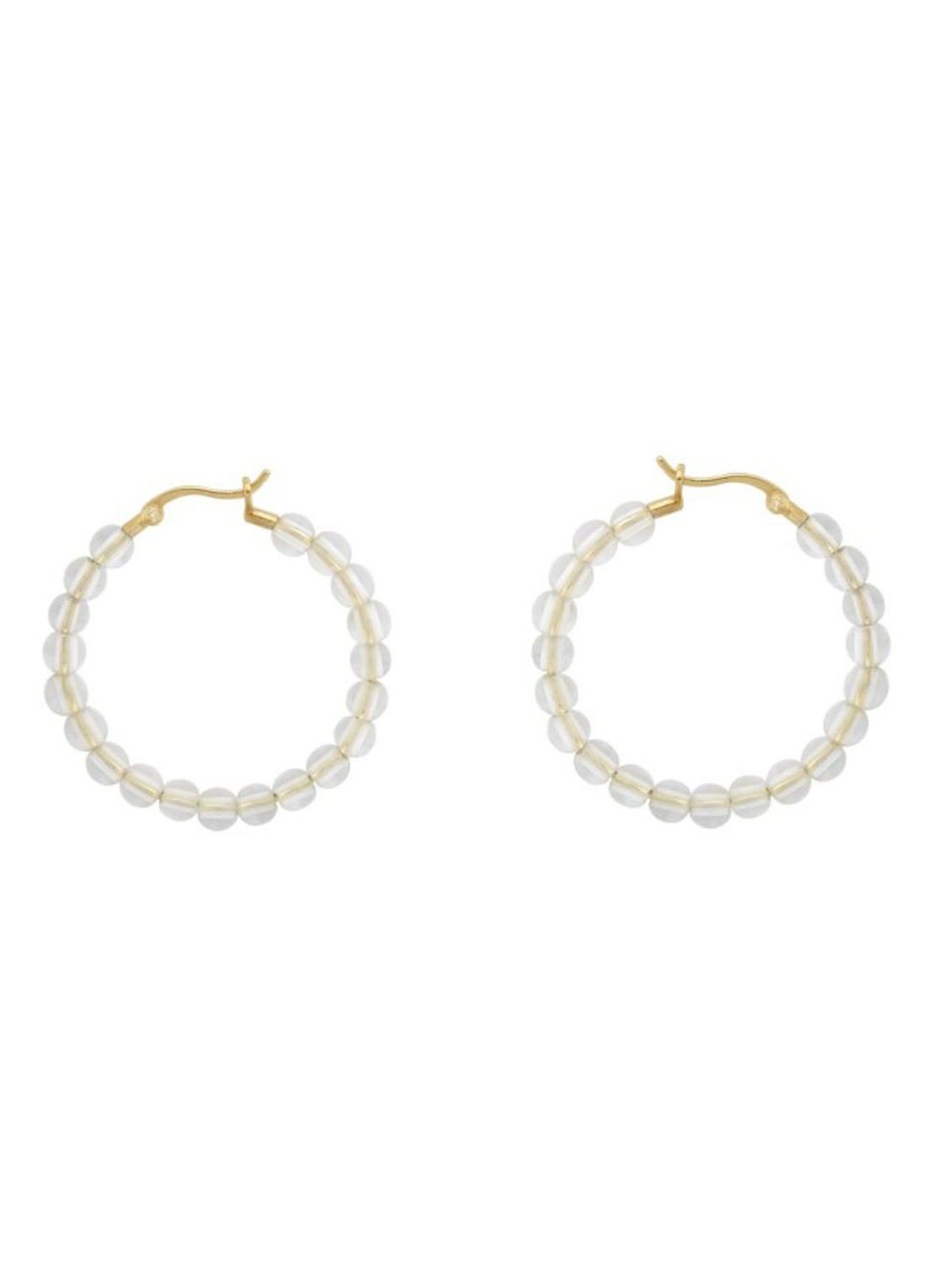 Anna + Nina Multi White Quartz oorringen verguld - voorkant transparant